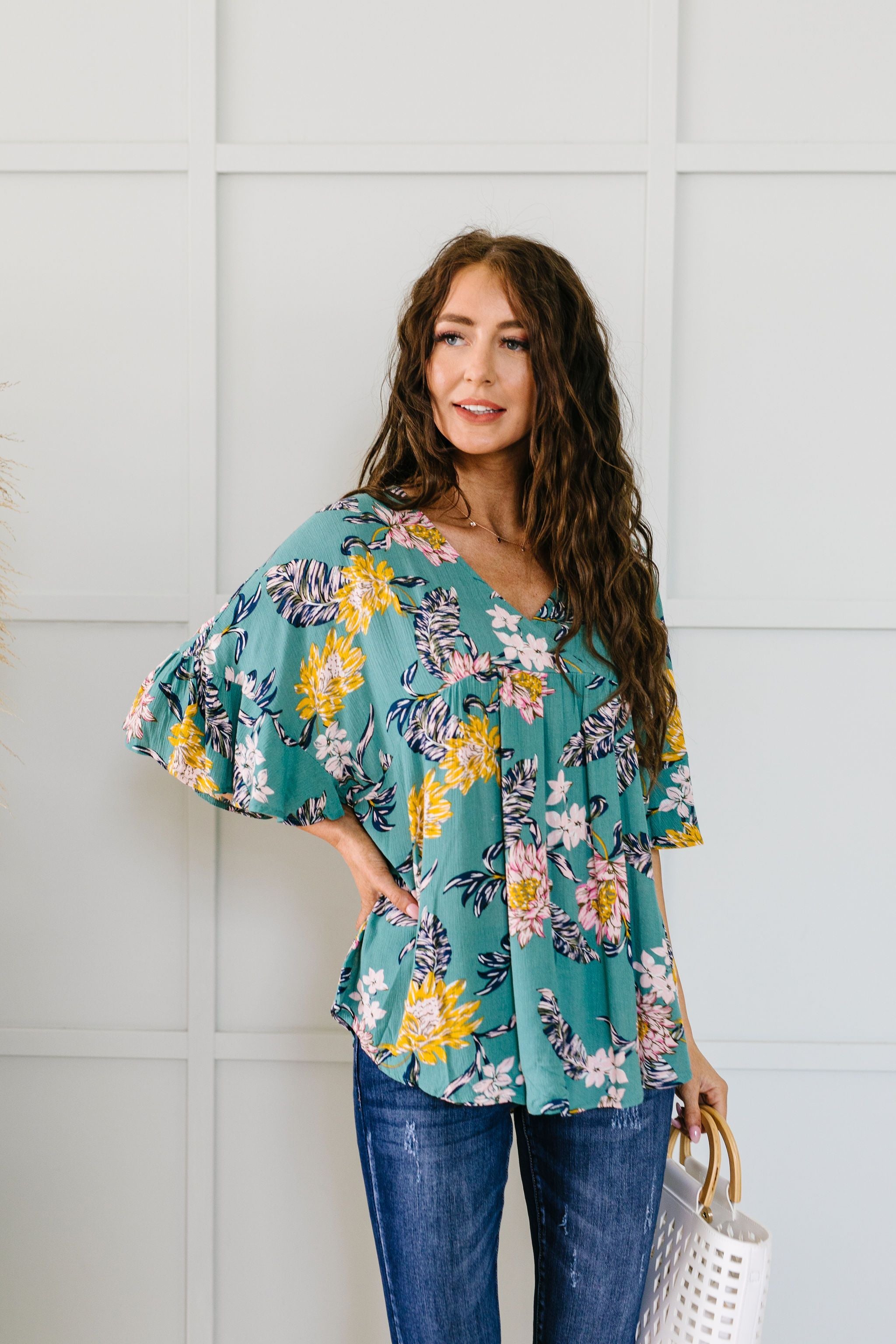 Feel The Teal Floral Blouse