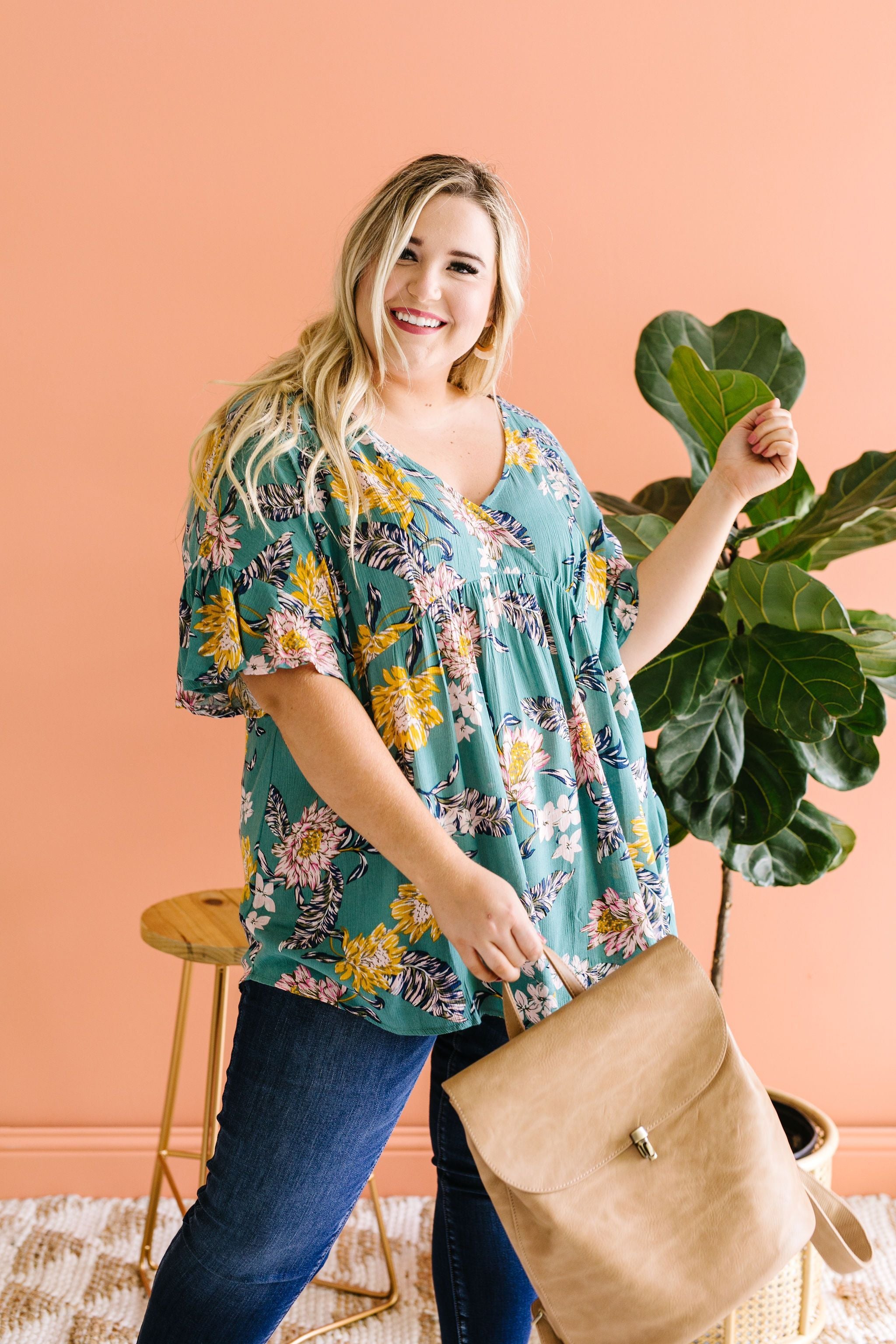 Feel The Teal Floral Blouse