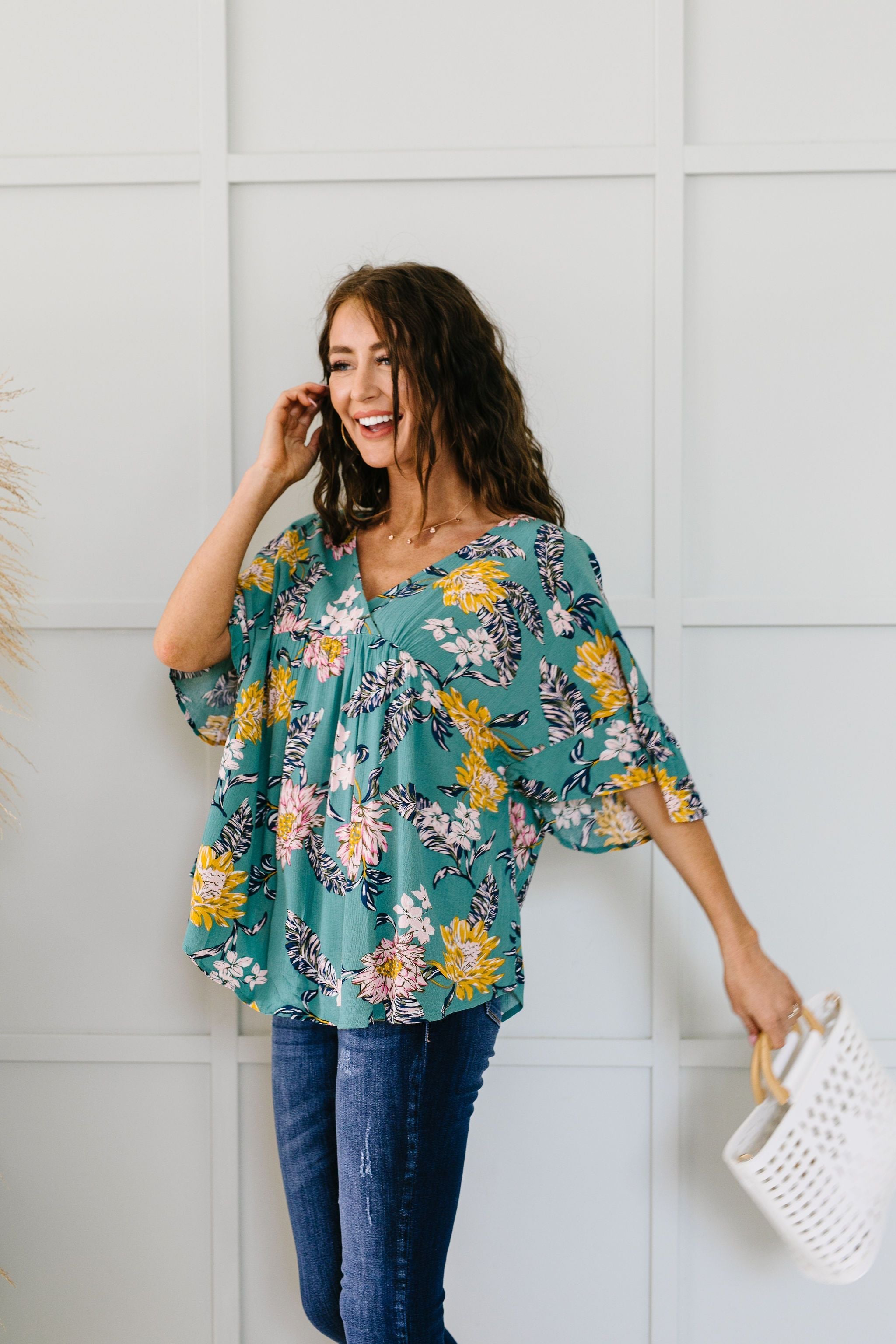 Feel The Teal Floral Blouse