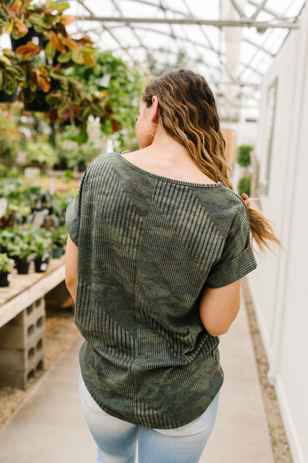 Flag Pocket Textured Camo Top