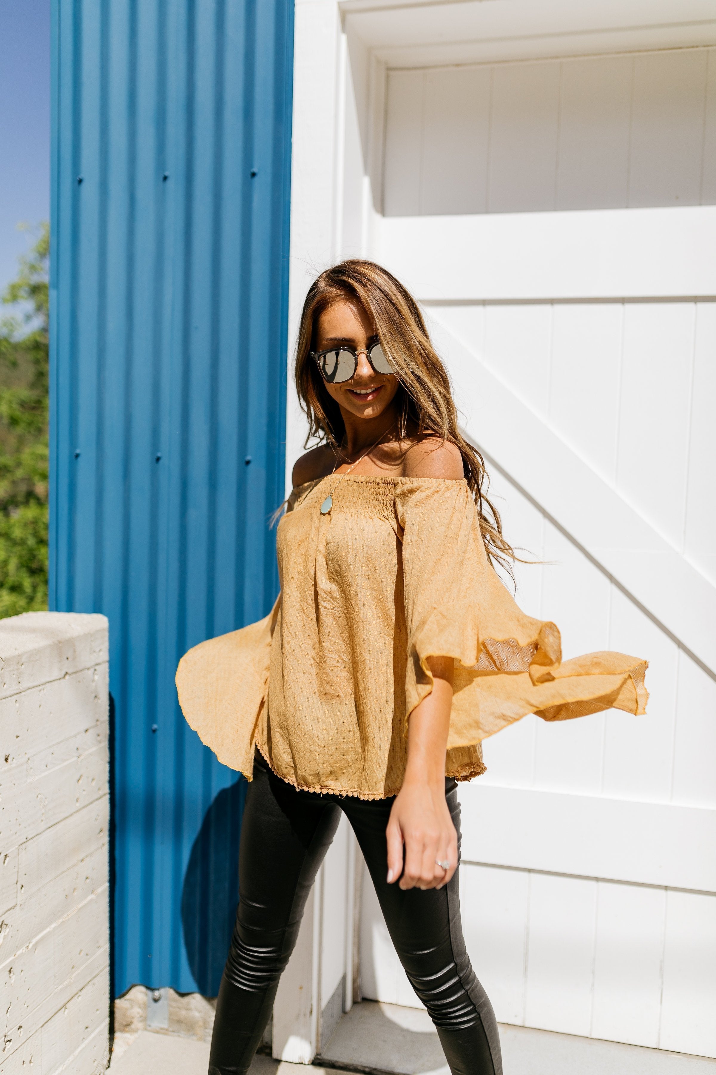 Flirty Flounce Top In Golden Honey