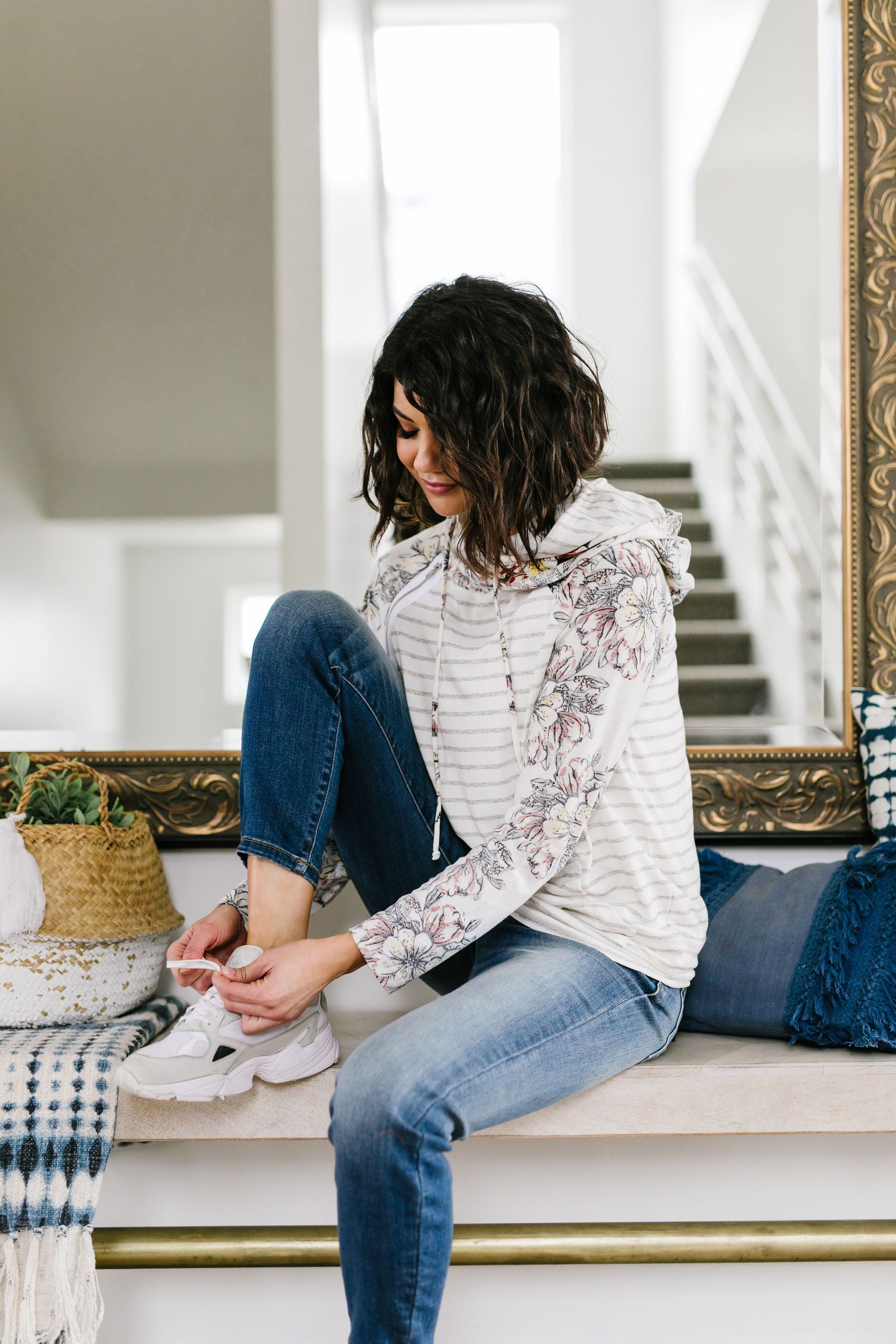 Floral Hints Hooded Pullover