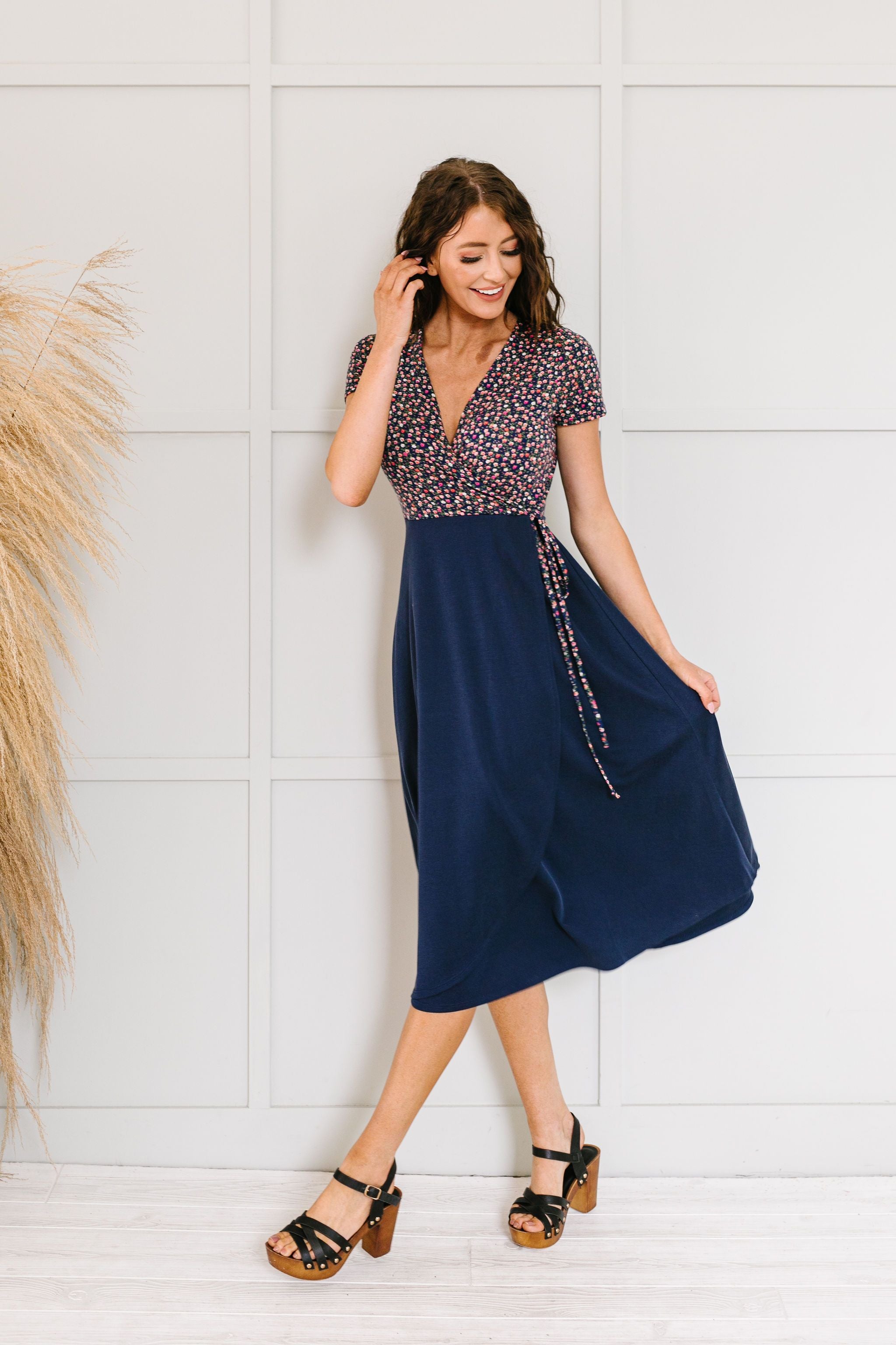 Flowers At Midnight Midi Dress