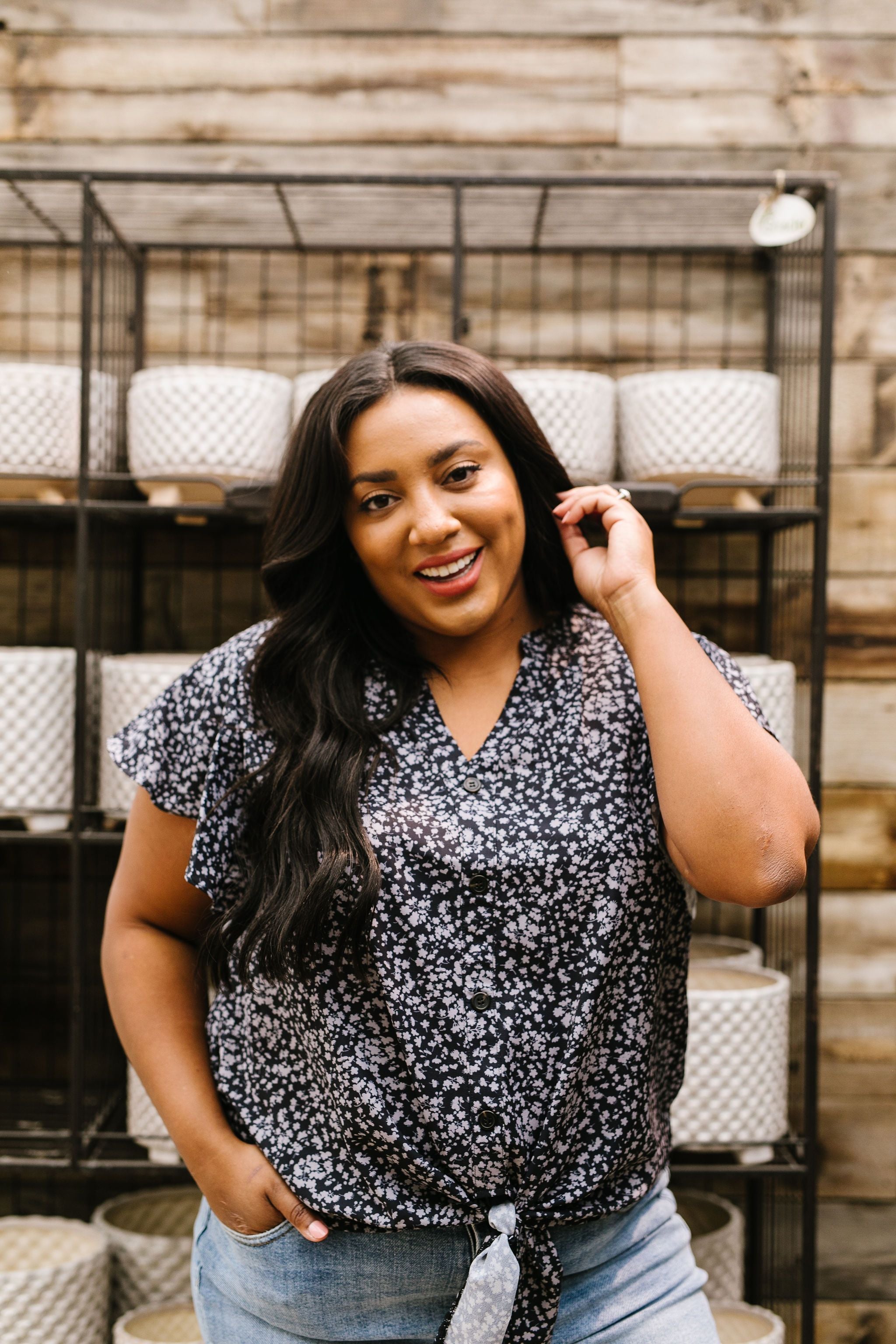 Flutters Blouse In Black