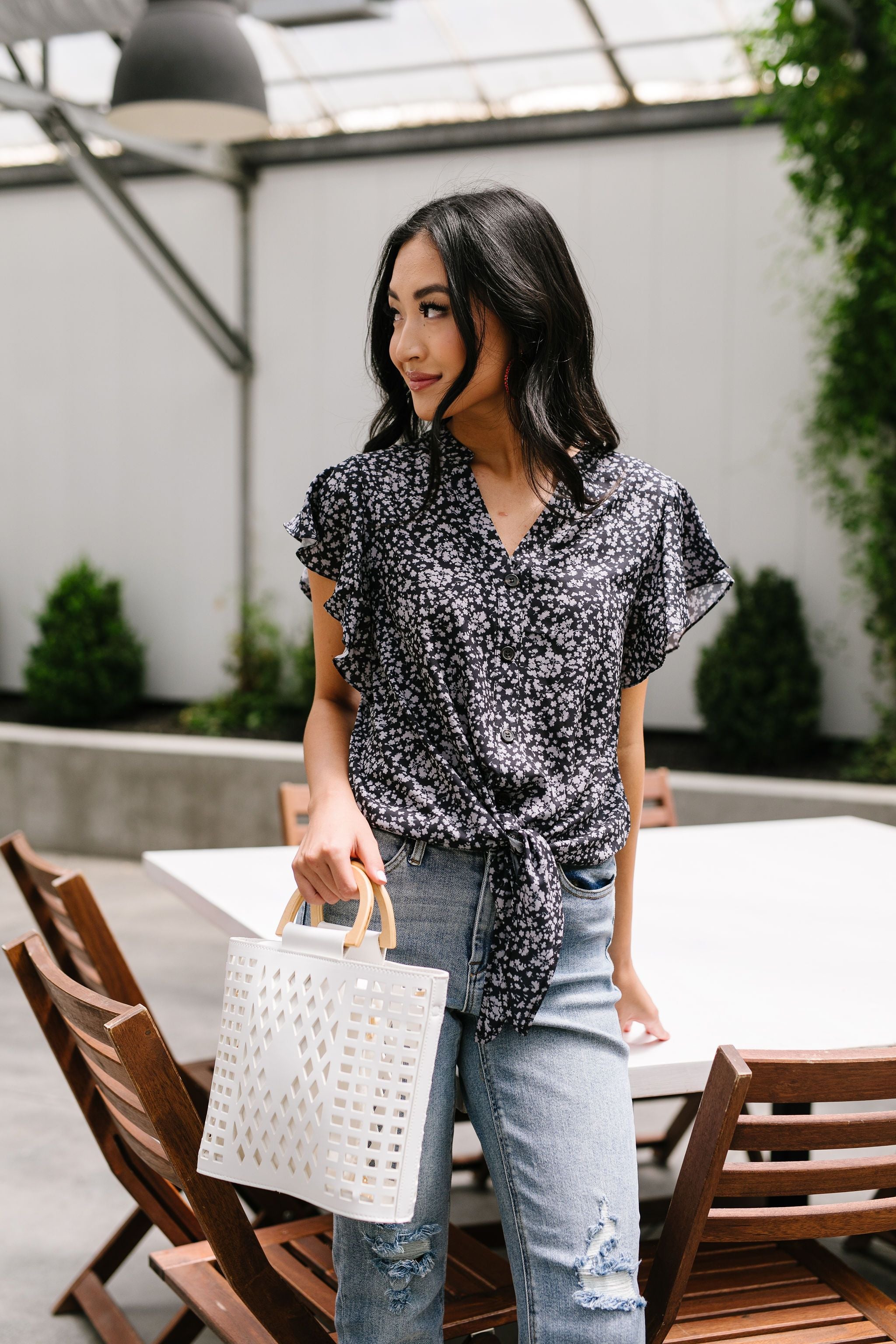Flutters Blouse In Black