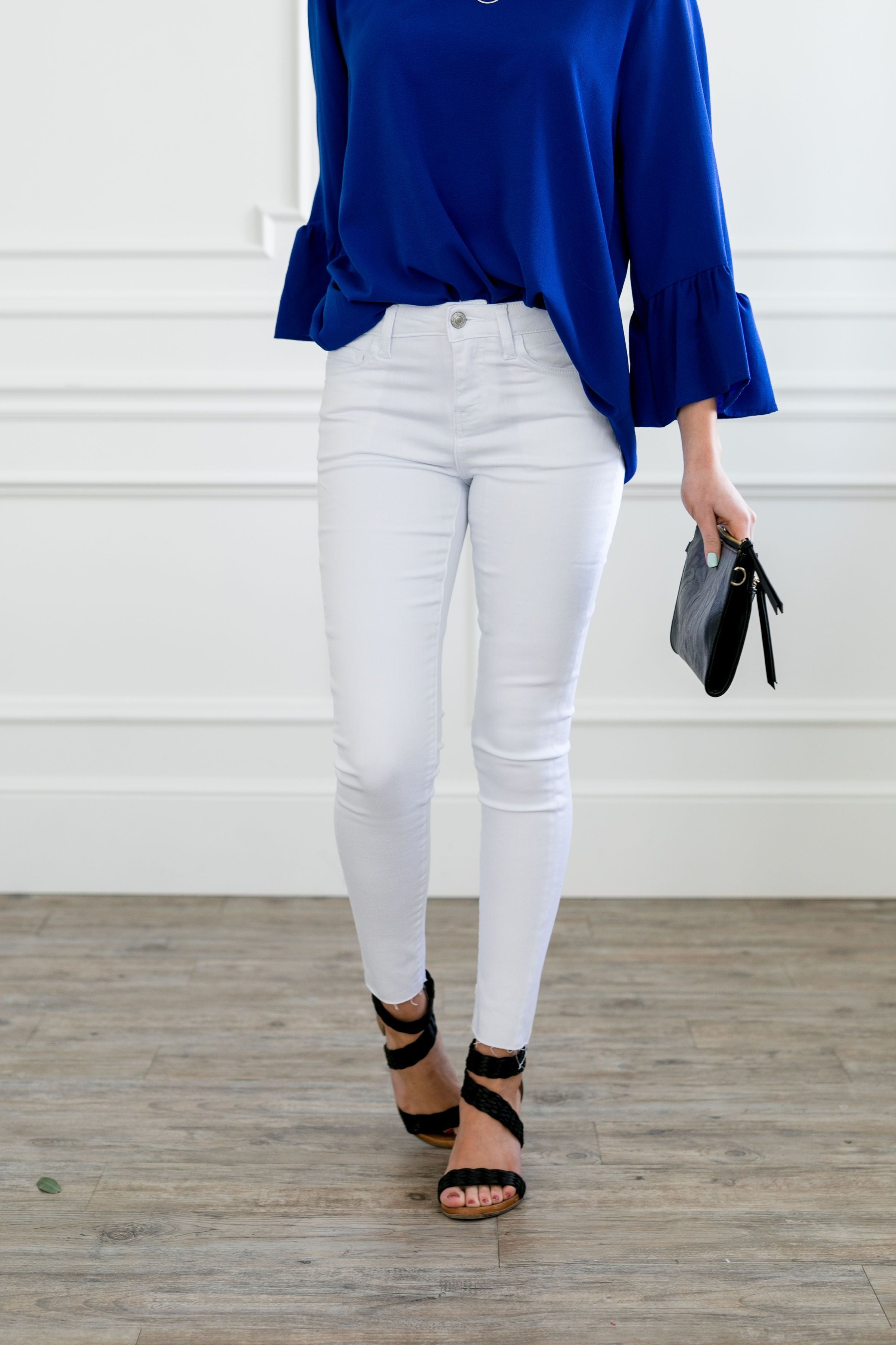 Frayed Hem Cropped Skinny Jeans In White