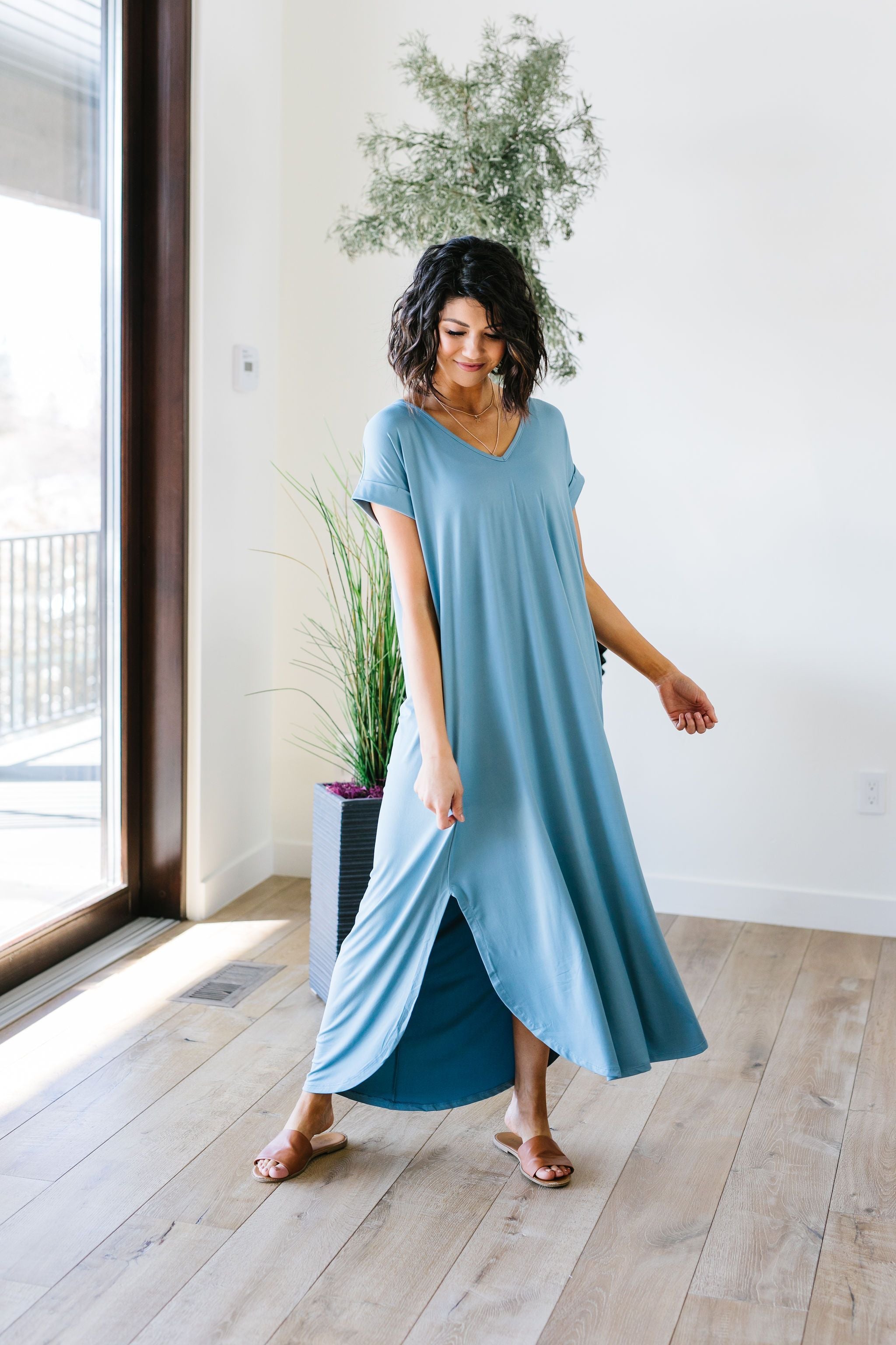 Free And Easy Maxi Dress In Chambray