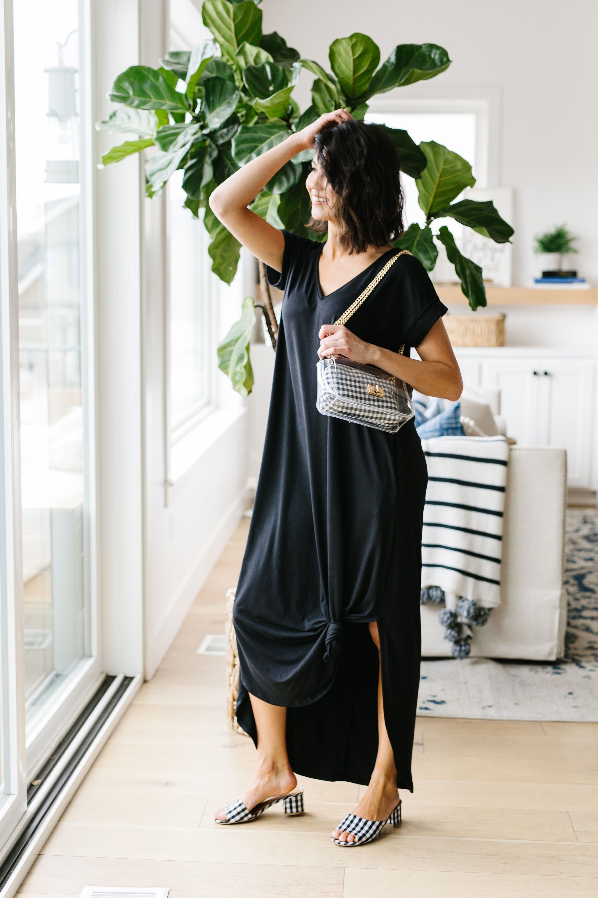 Free And Easy V-Neck Maxi Dress In Black