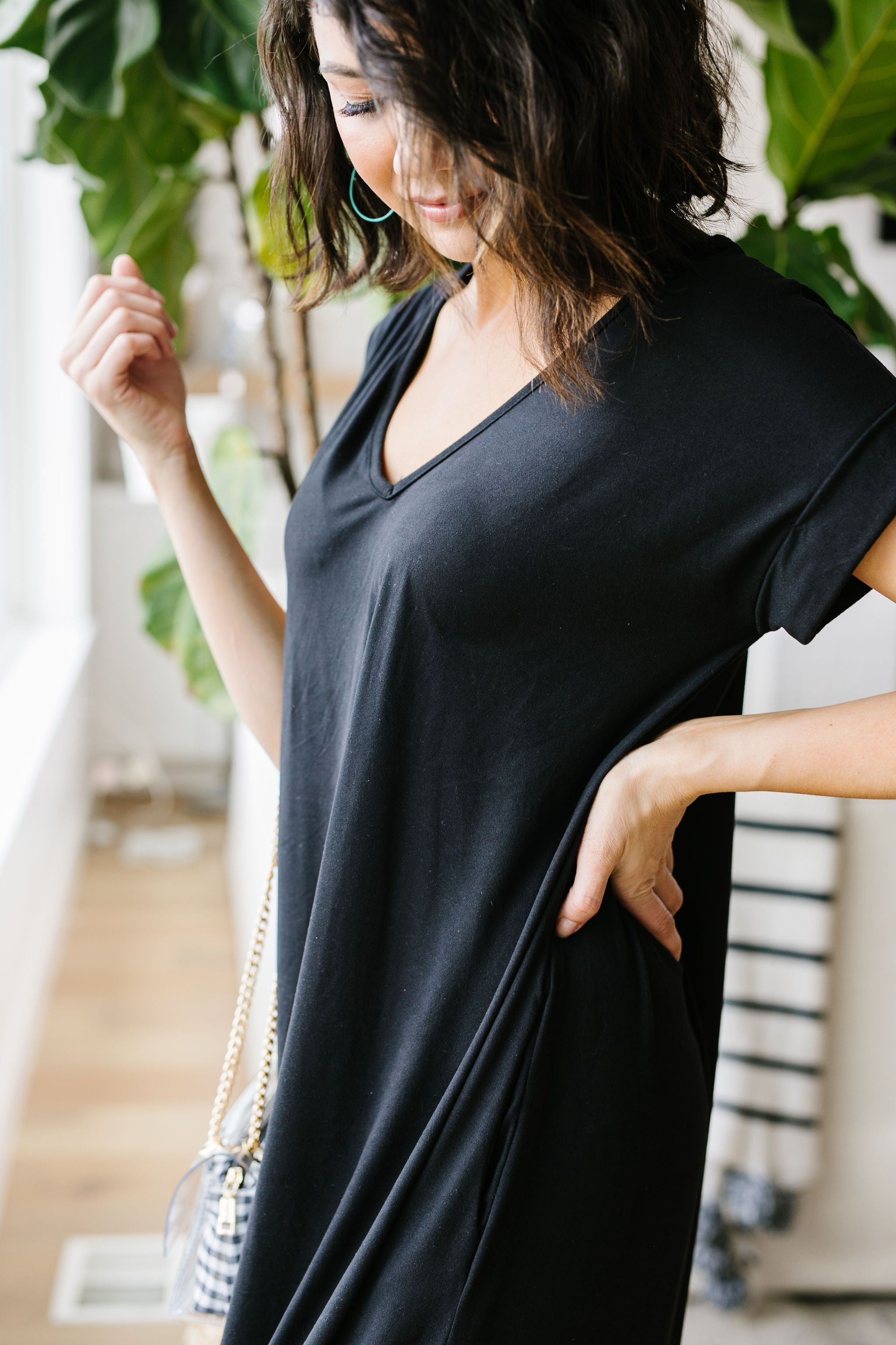 Free And Easy V-Neck Maxi Dress In Black