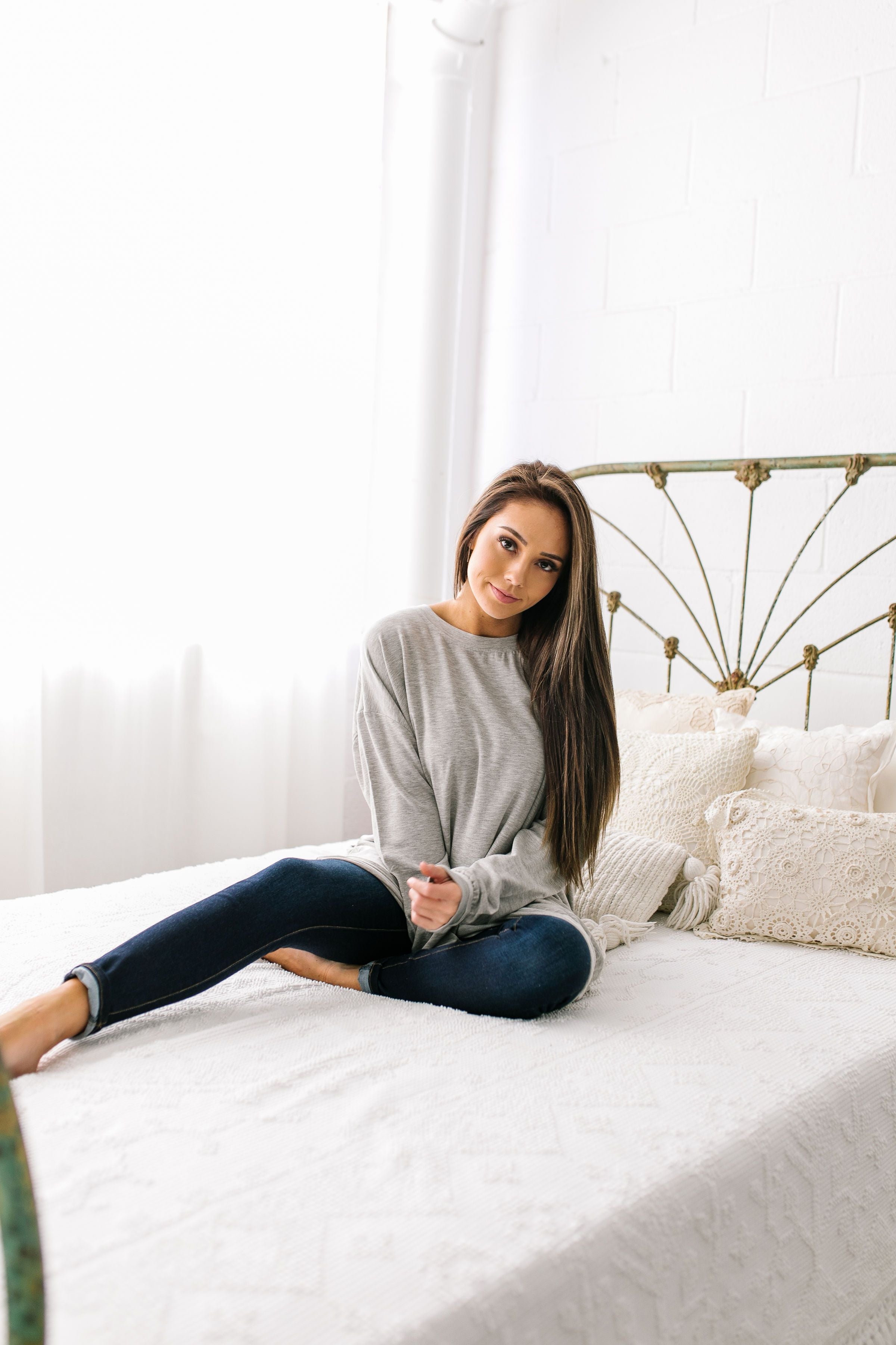 Free Fallin' Heather Gray Pocketed Sweatshirt
