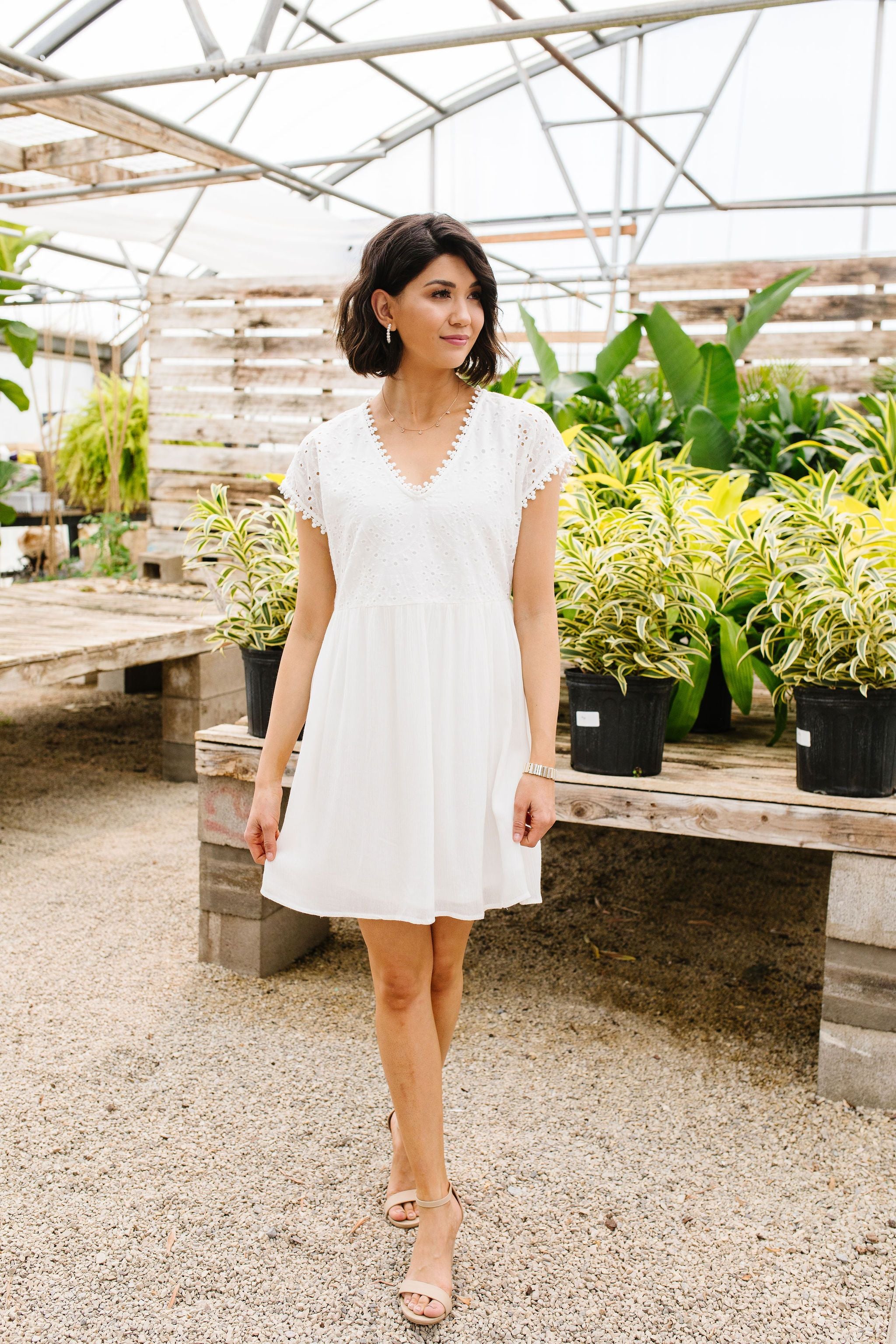 Full Circle Eyelet & Pom Pom Dress