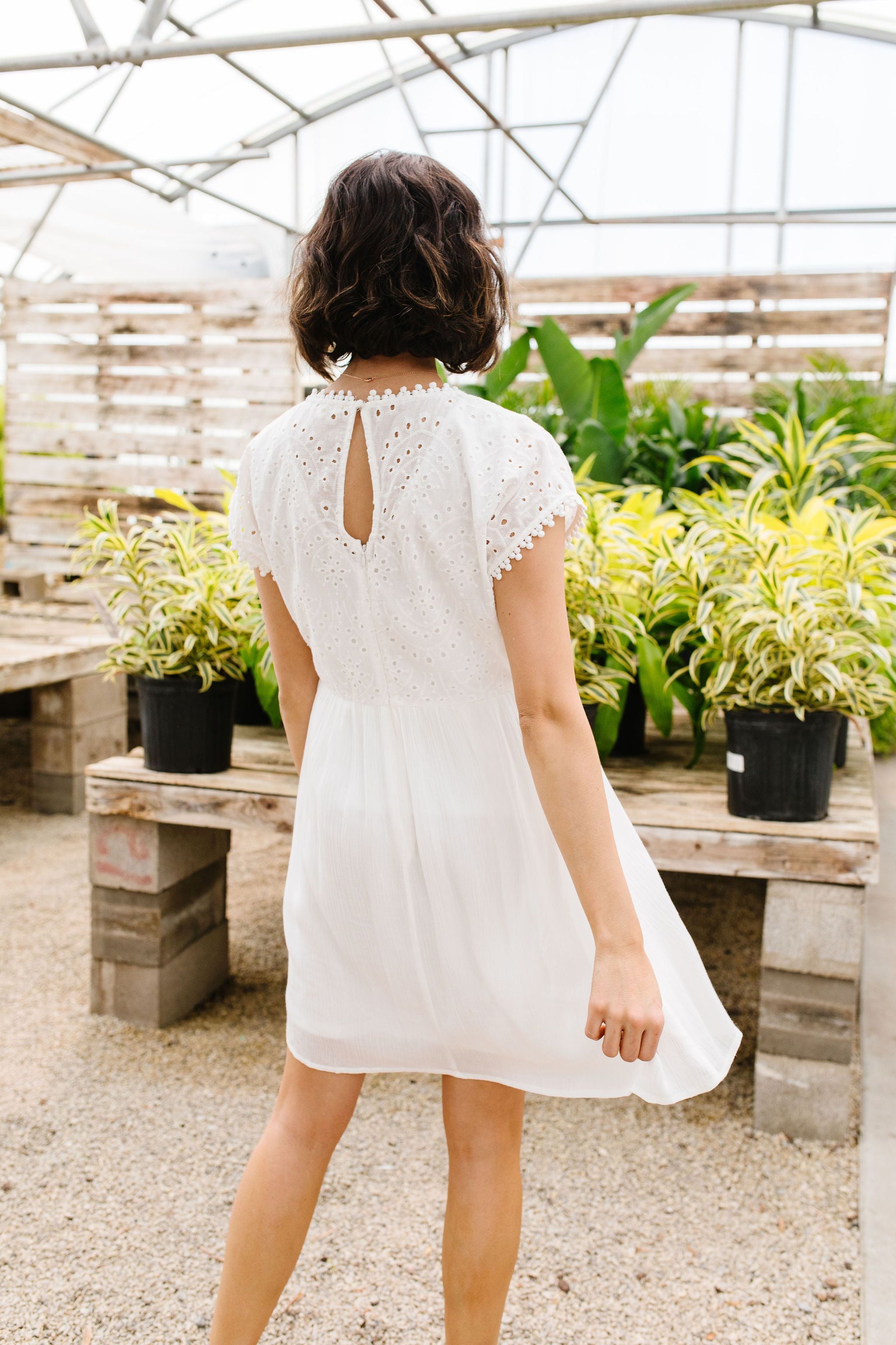 Full Circle Eyelet & Pom Pom Dress
