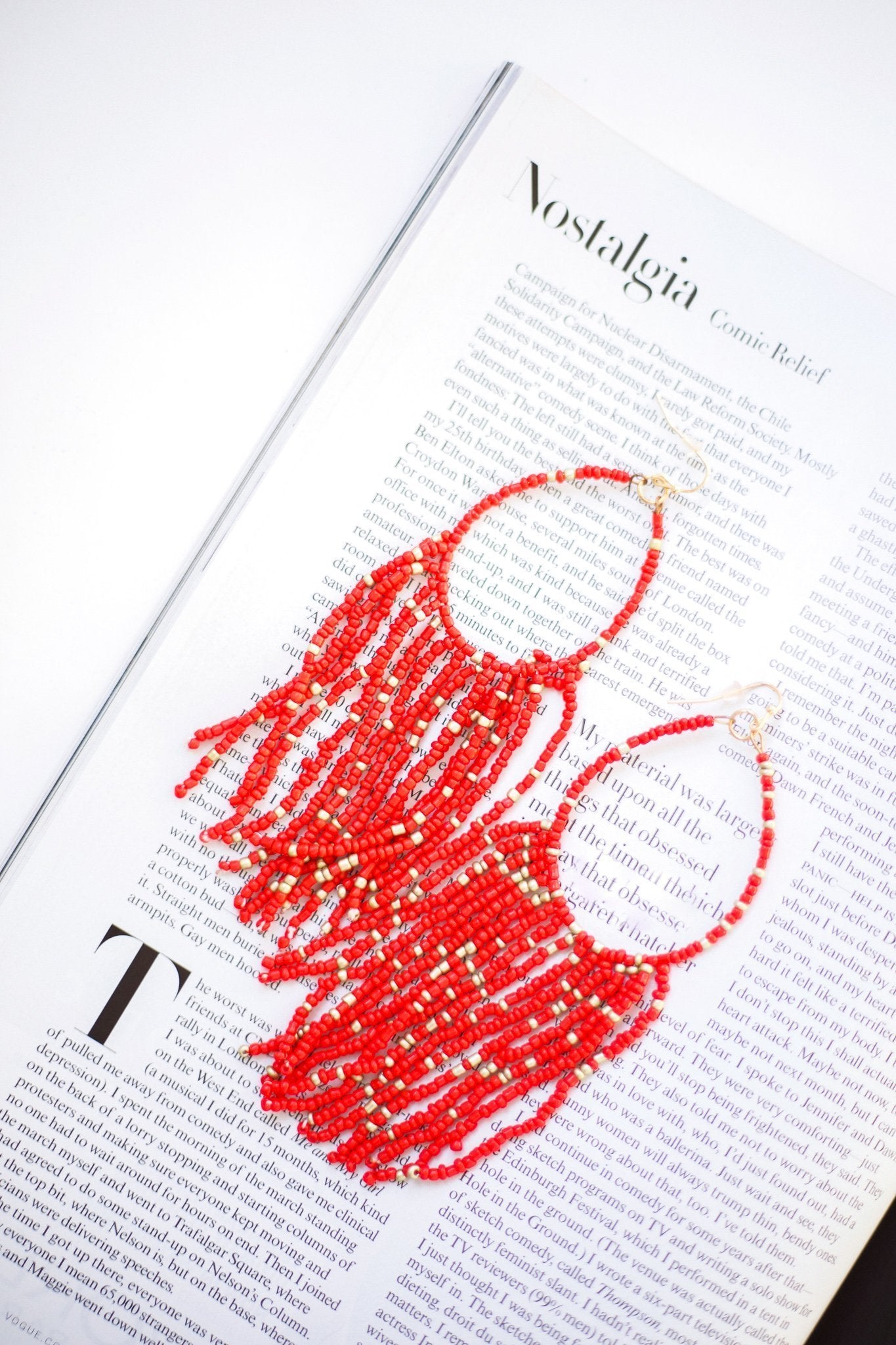 Confetti Beaded Earrings In Tomato Red - 11/21/2019