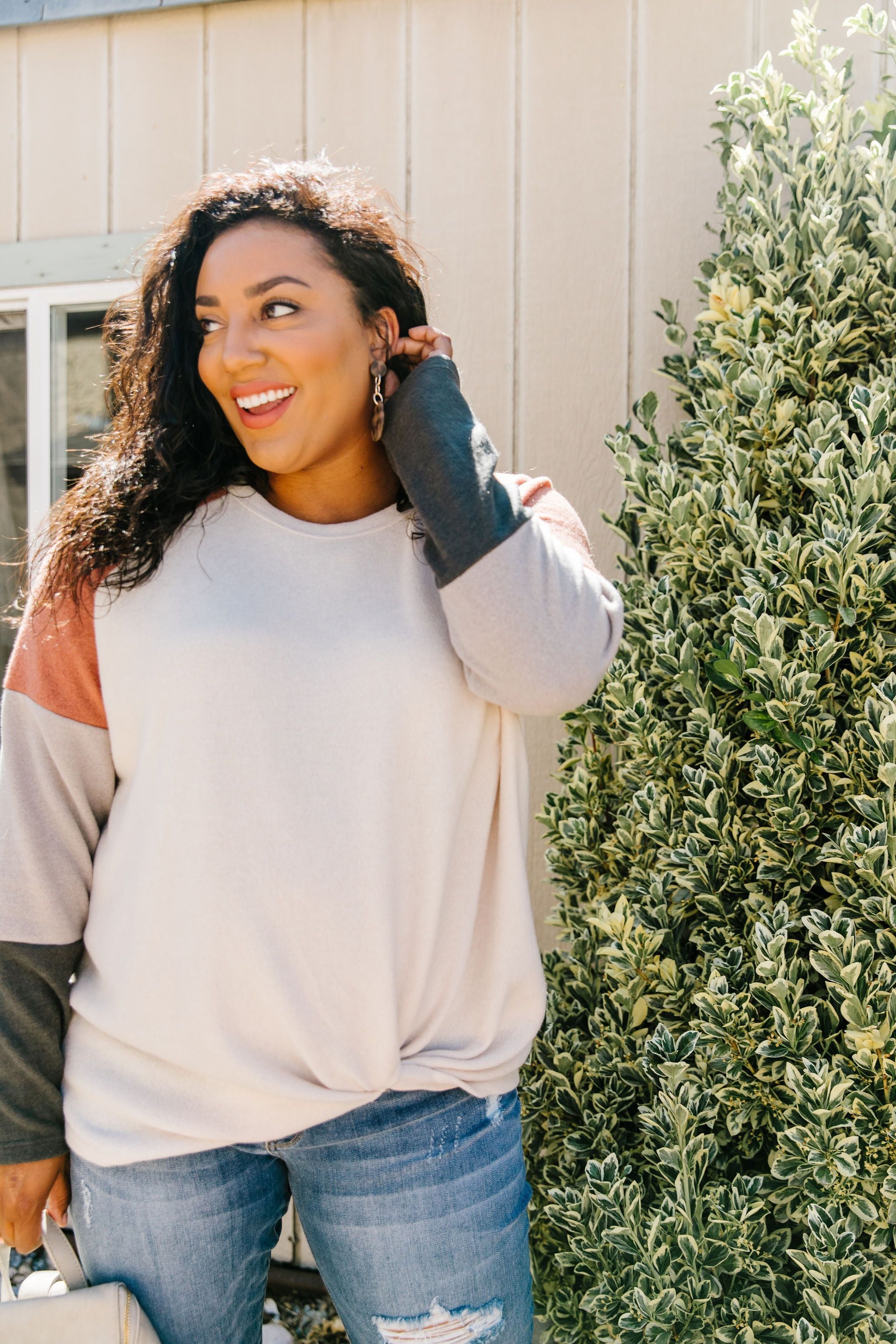 Fuzzy Color Block Top
