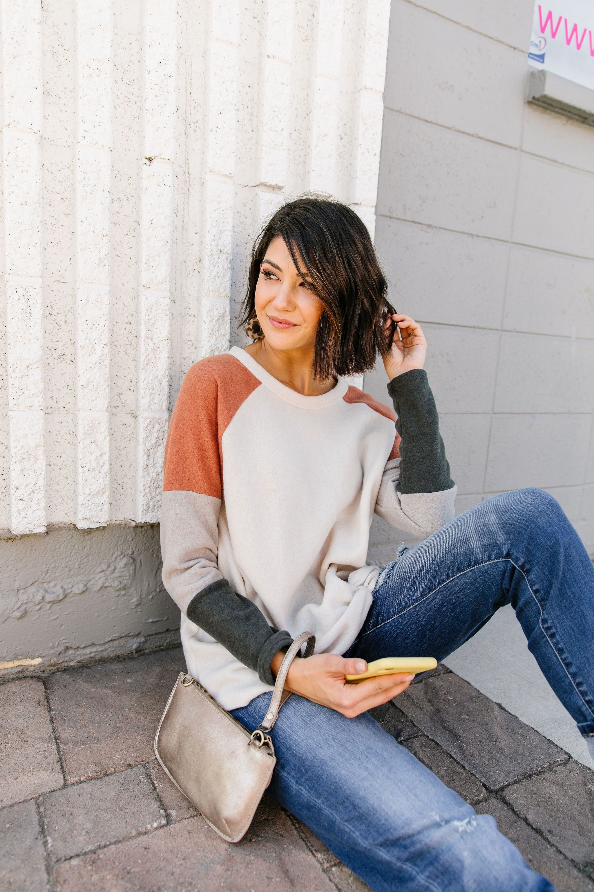 Fuzzy Color Block Top