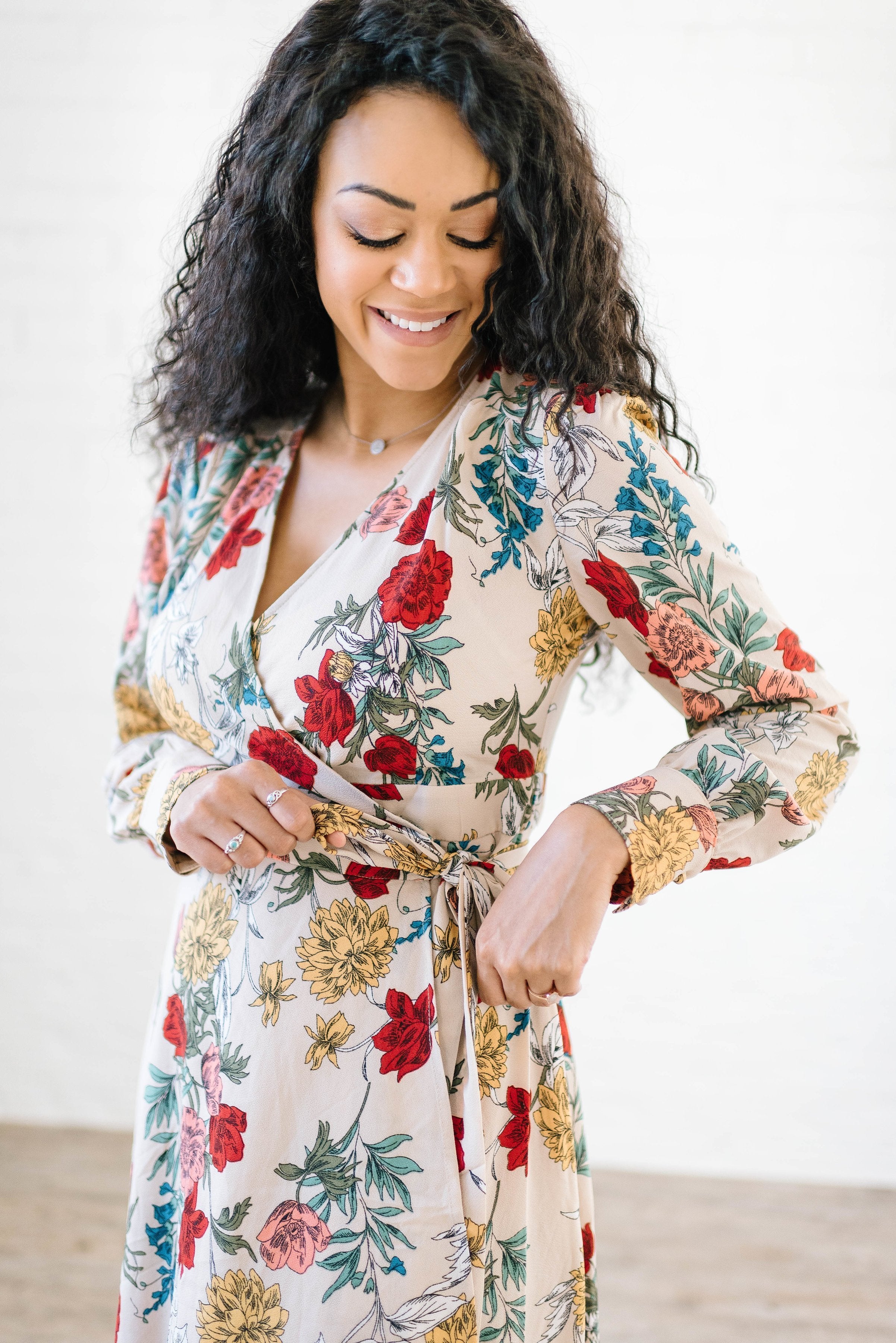 Georgia Floral Dress in Taupe