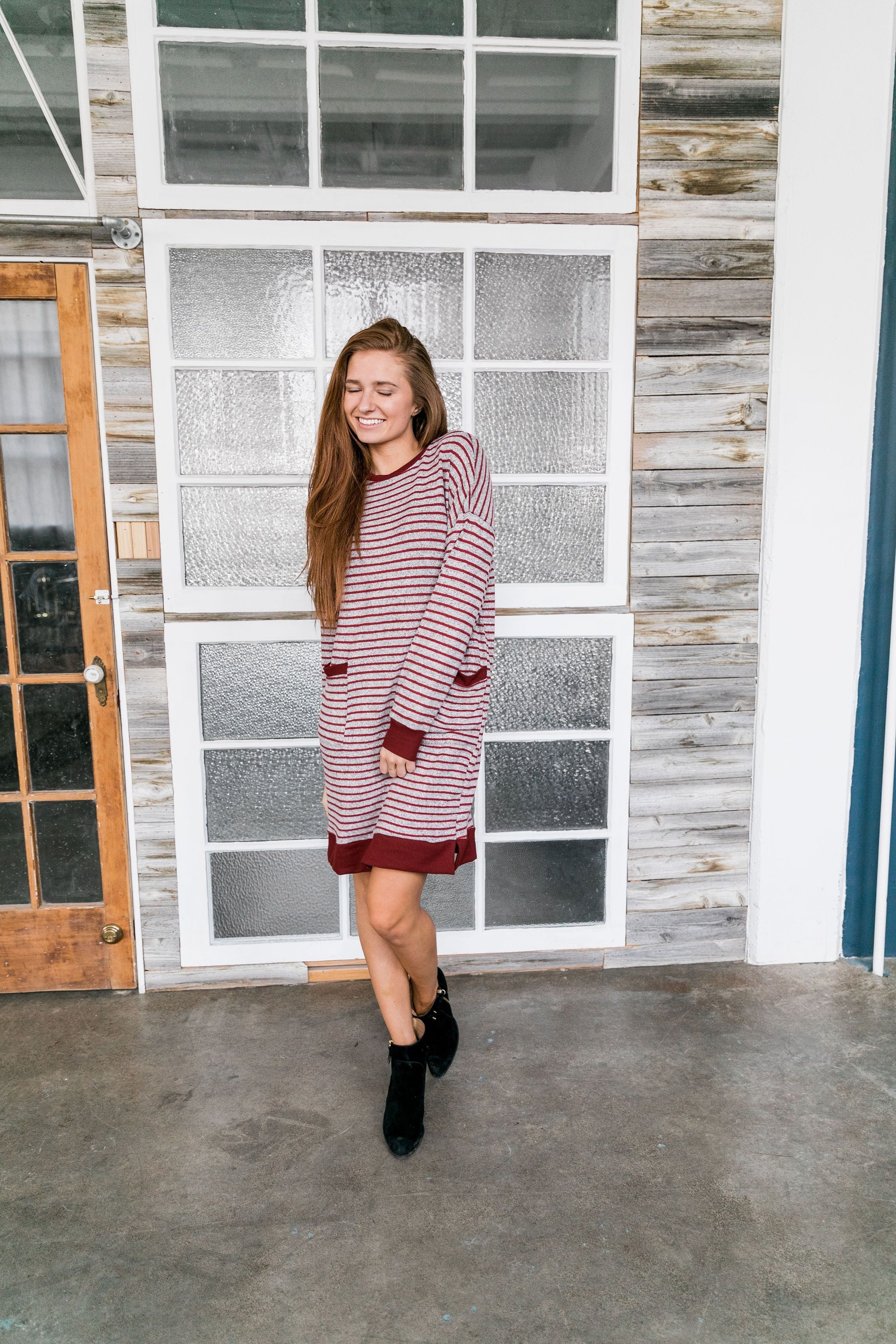Georgia On My Mind Dress In Gray + Brick - ALL SALES FINAL