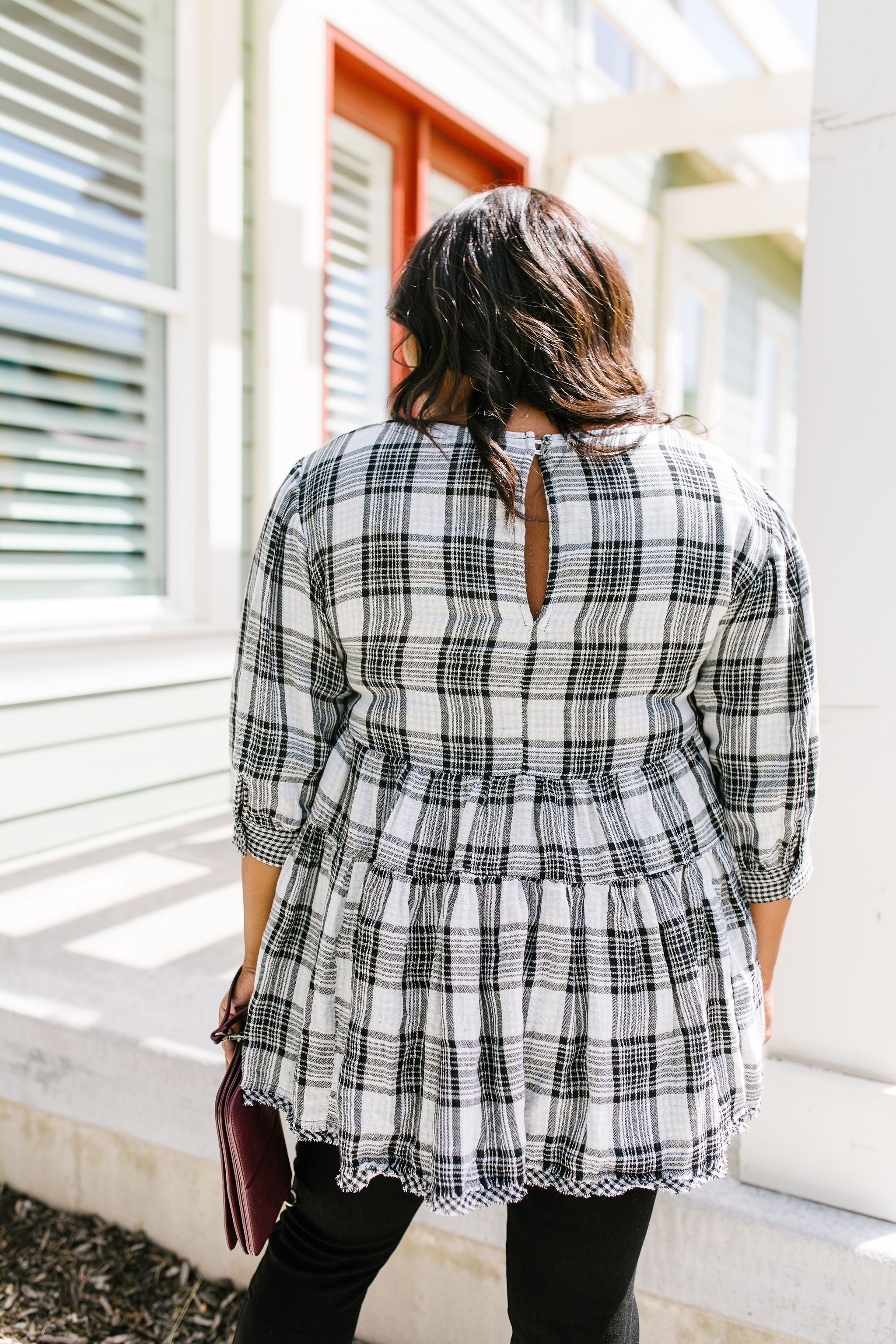 Gingham + Plaid Babydoll Blouse