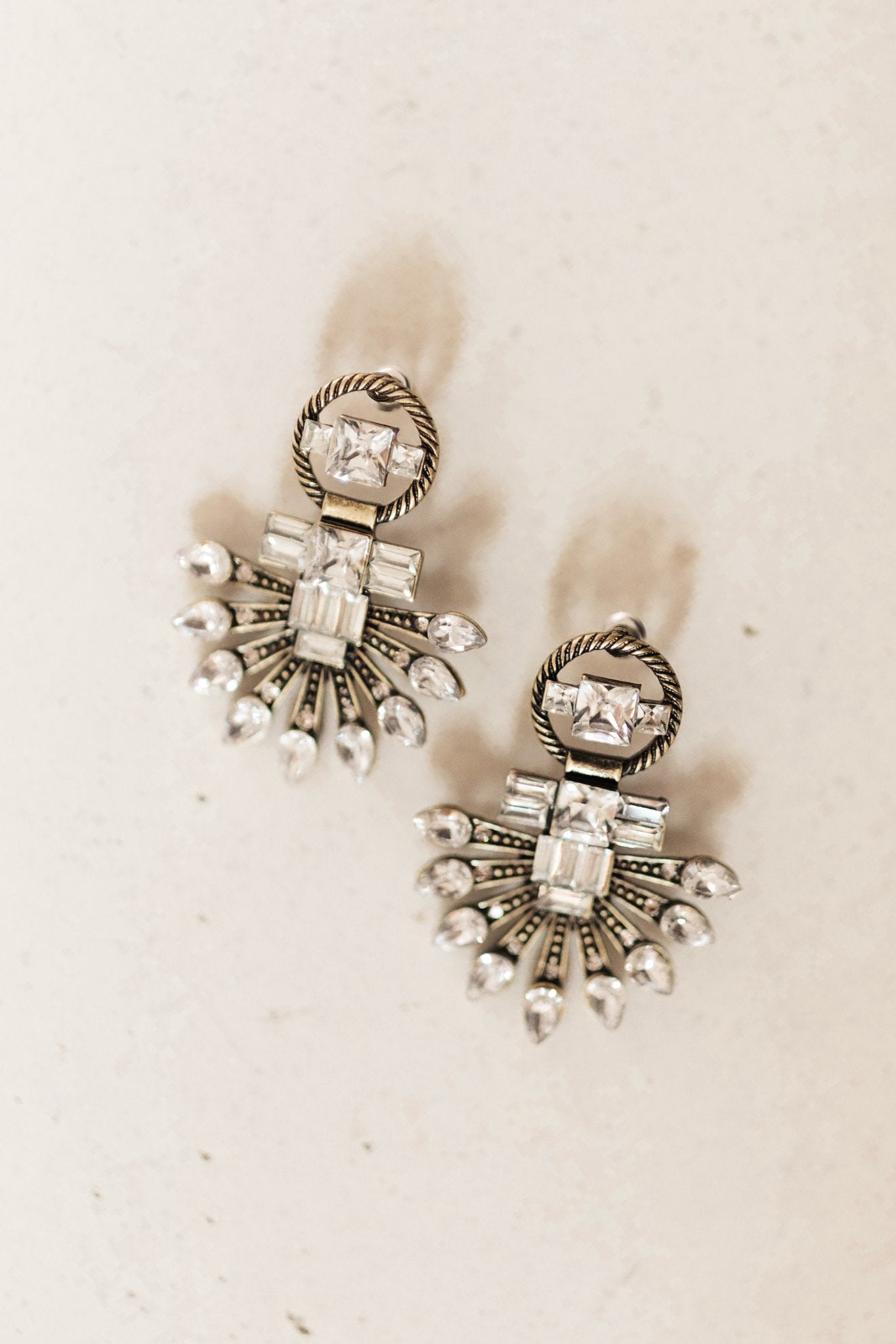 Rhinestone Art Deco Statement Earrings