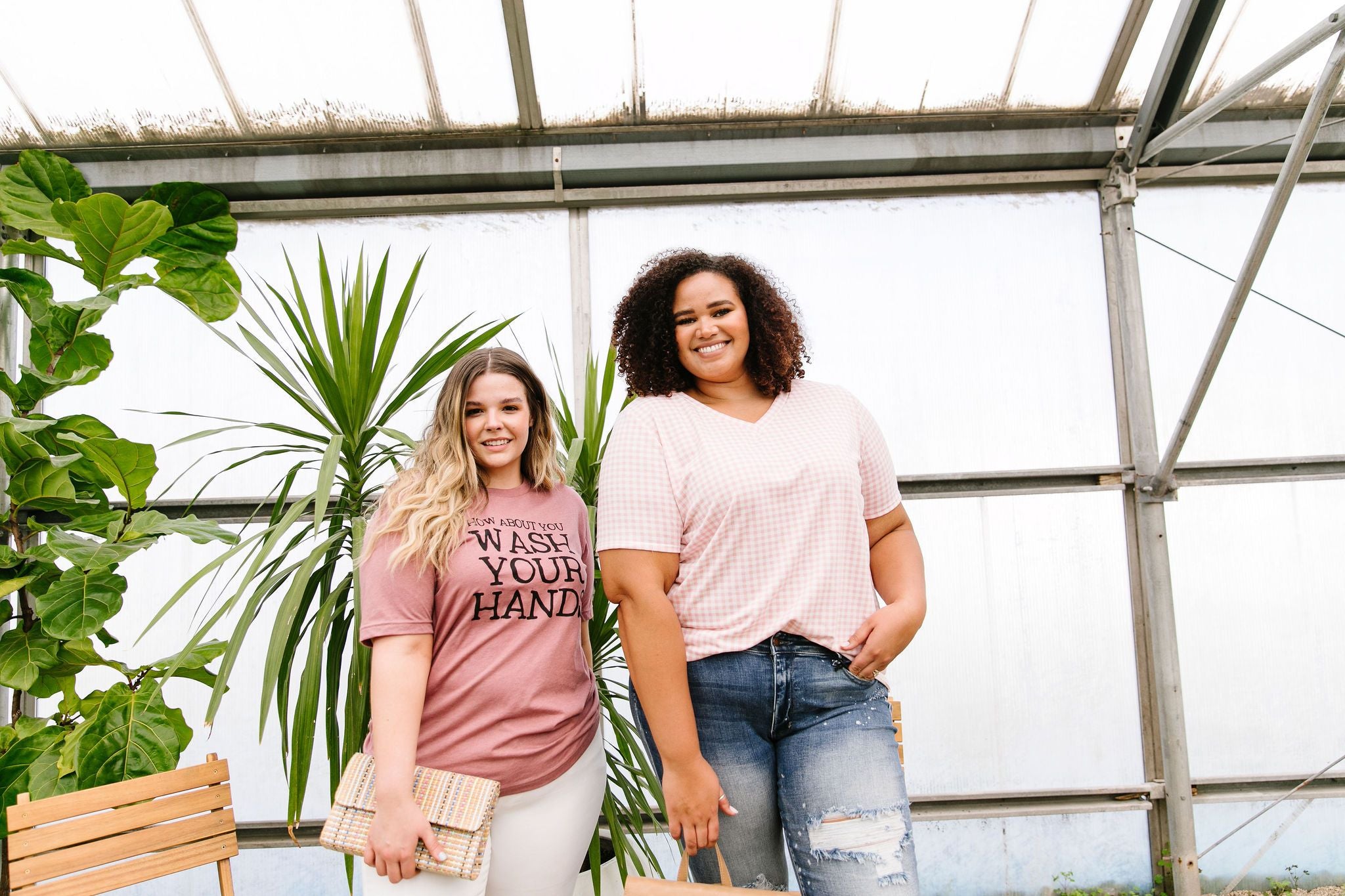 Good Girl Gingham V-neck In Pale Pink