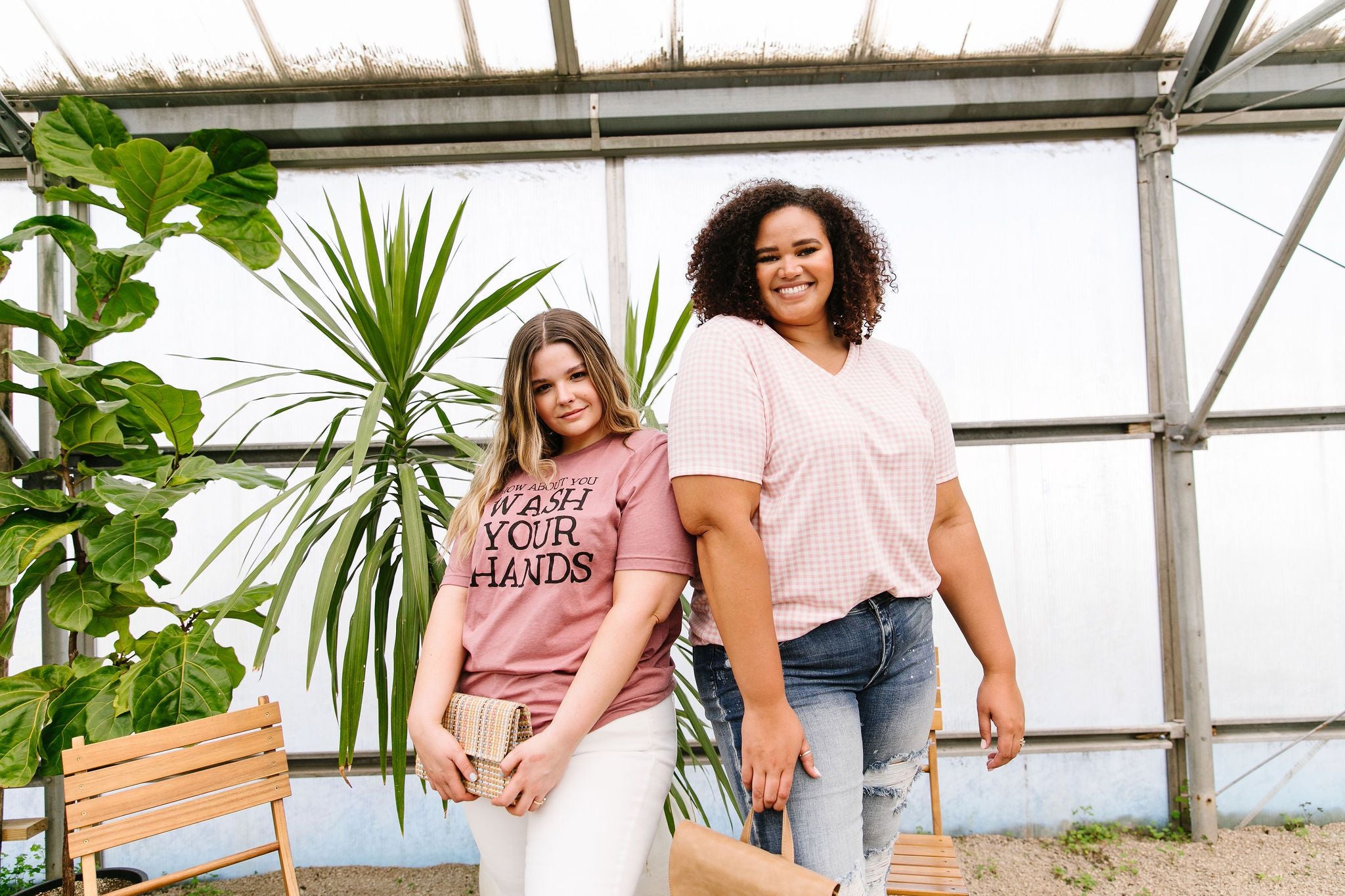 Good Girl Gingham V-neck In Pale Pink