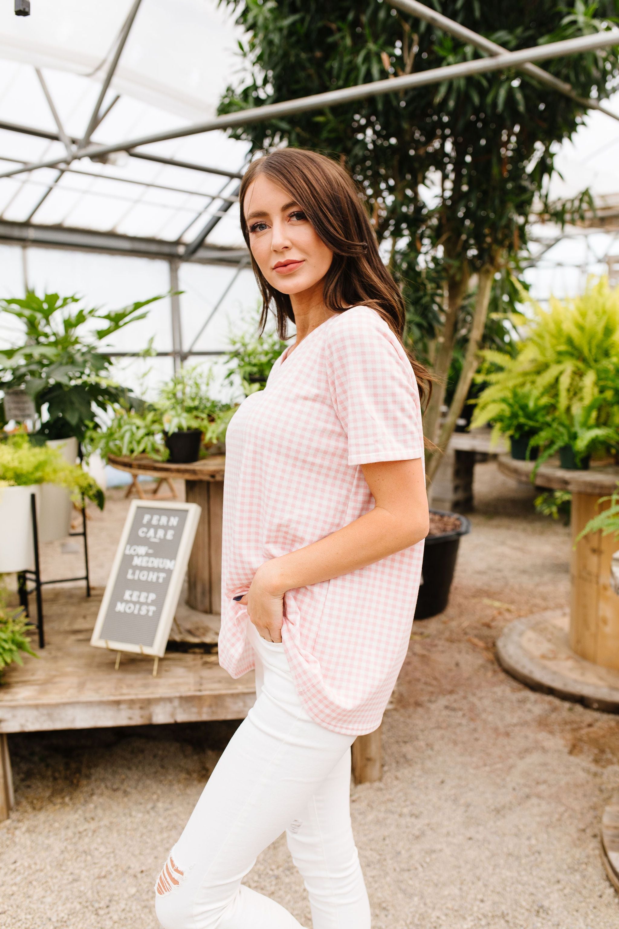 Good Girl Gingham V-neck In Pale Pink