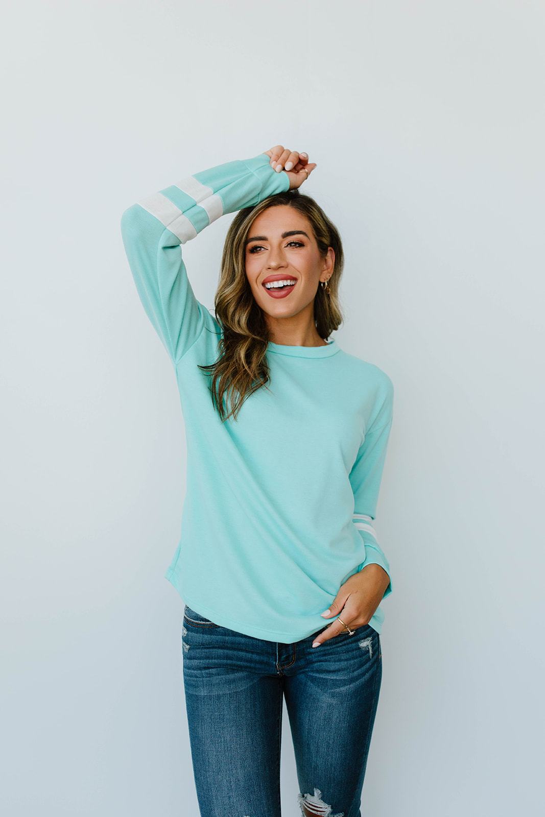 Good Sport Pullover In Aqua