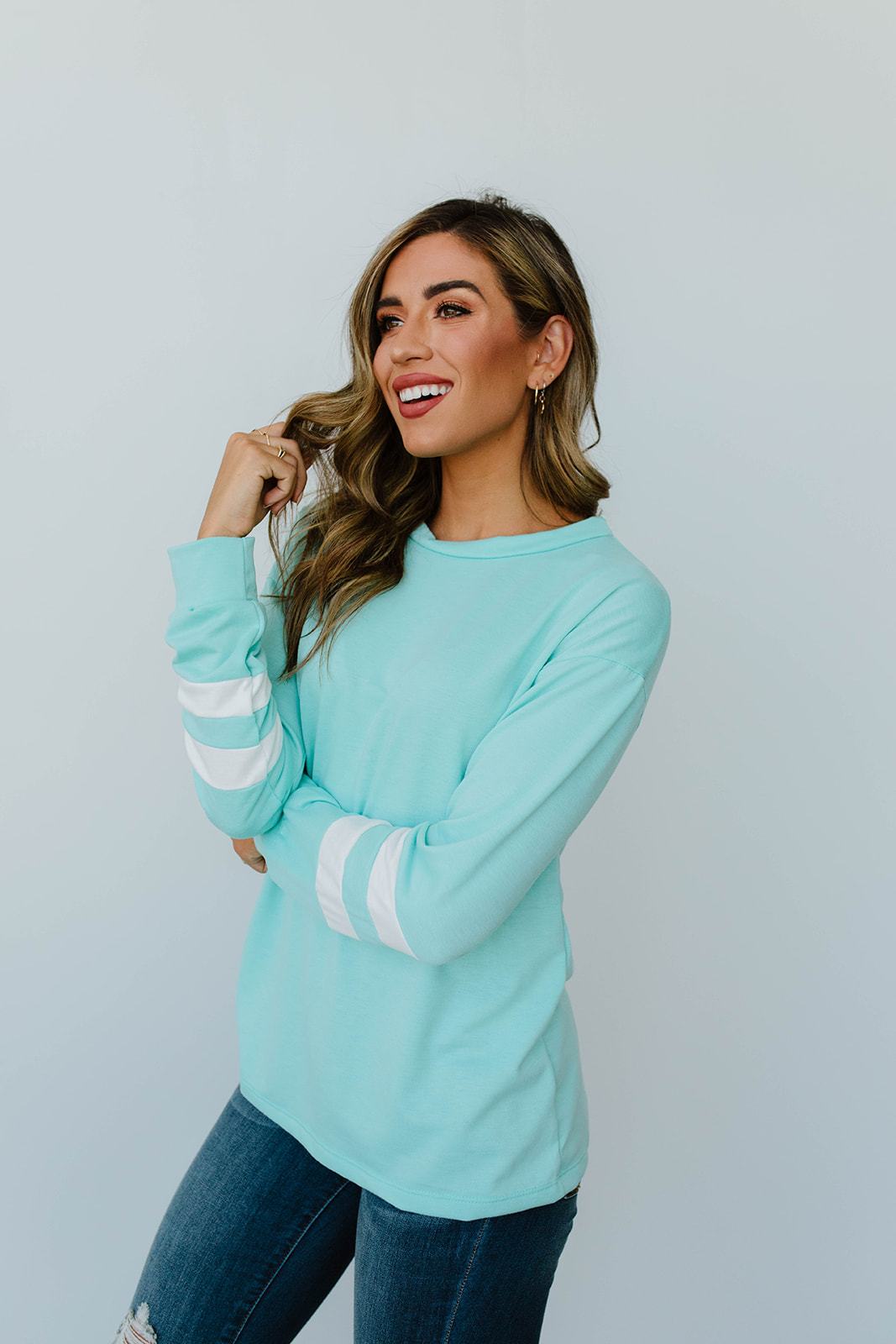 Good Sport Pullover In Aqua