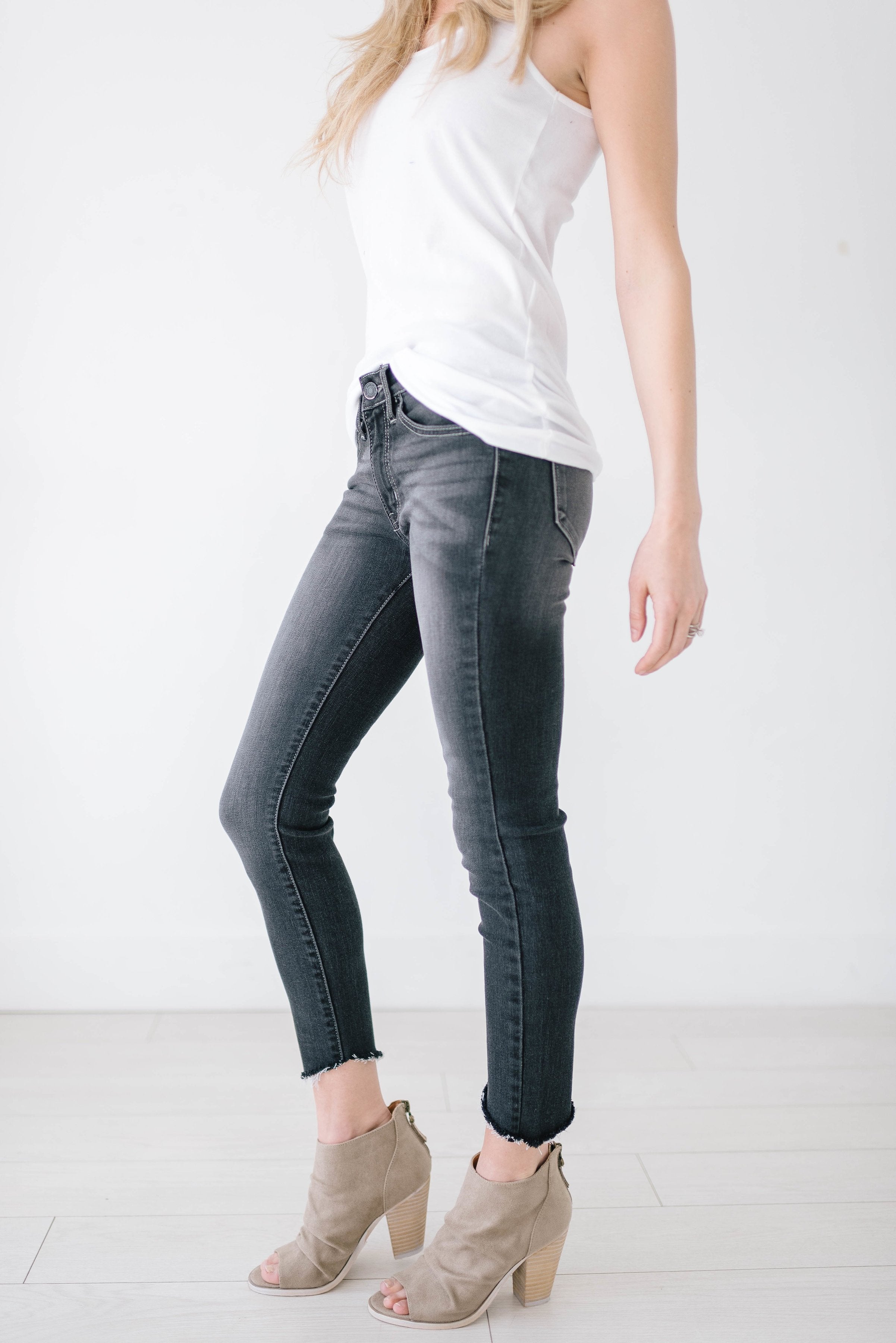 Gray Slanted Skinnies