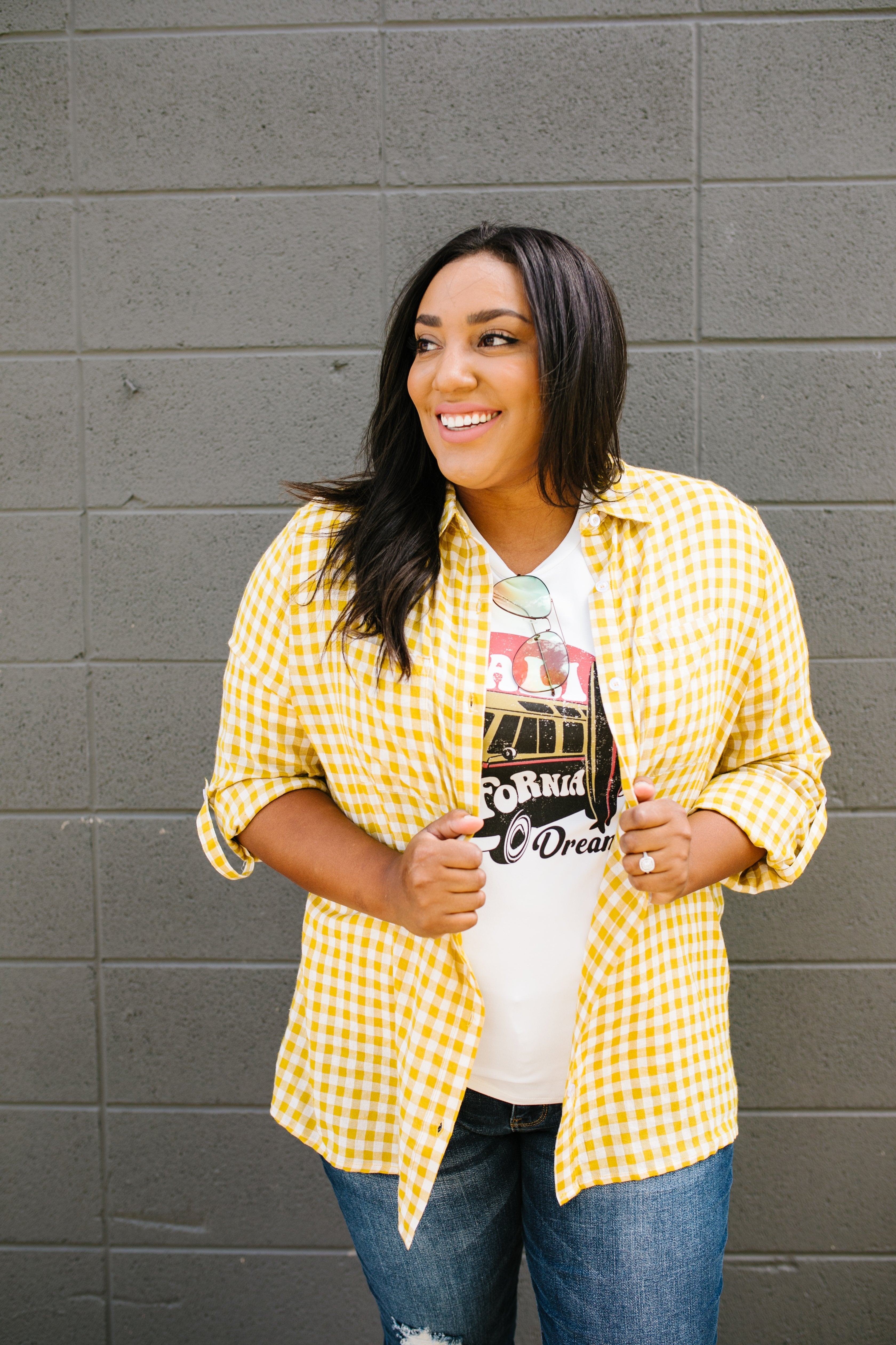 Harvest Gold Plaid Button-down