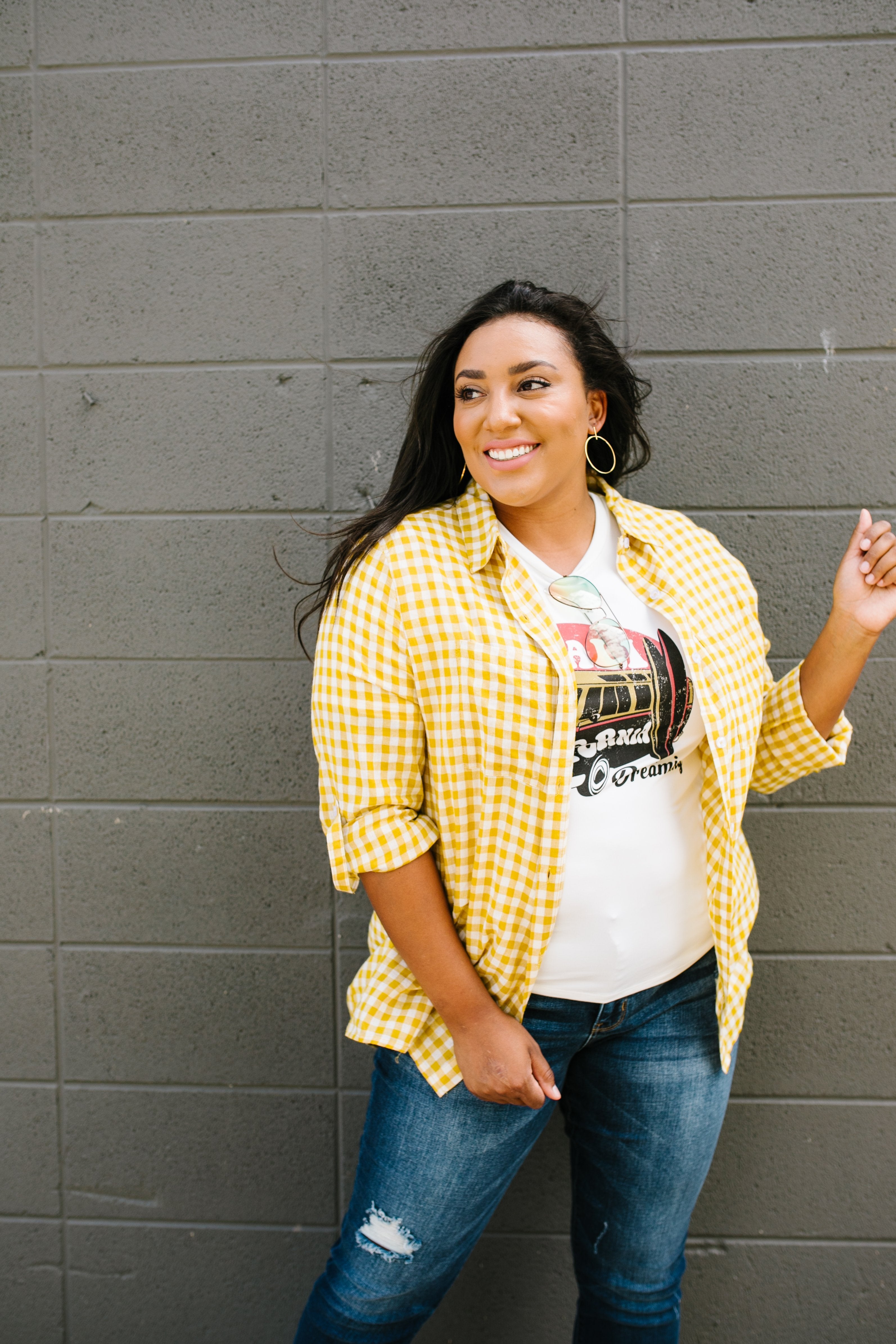 Harvest Gold Plaid Button-down