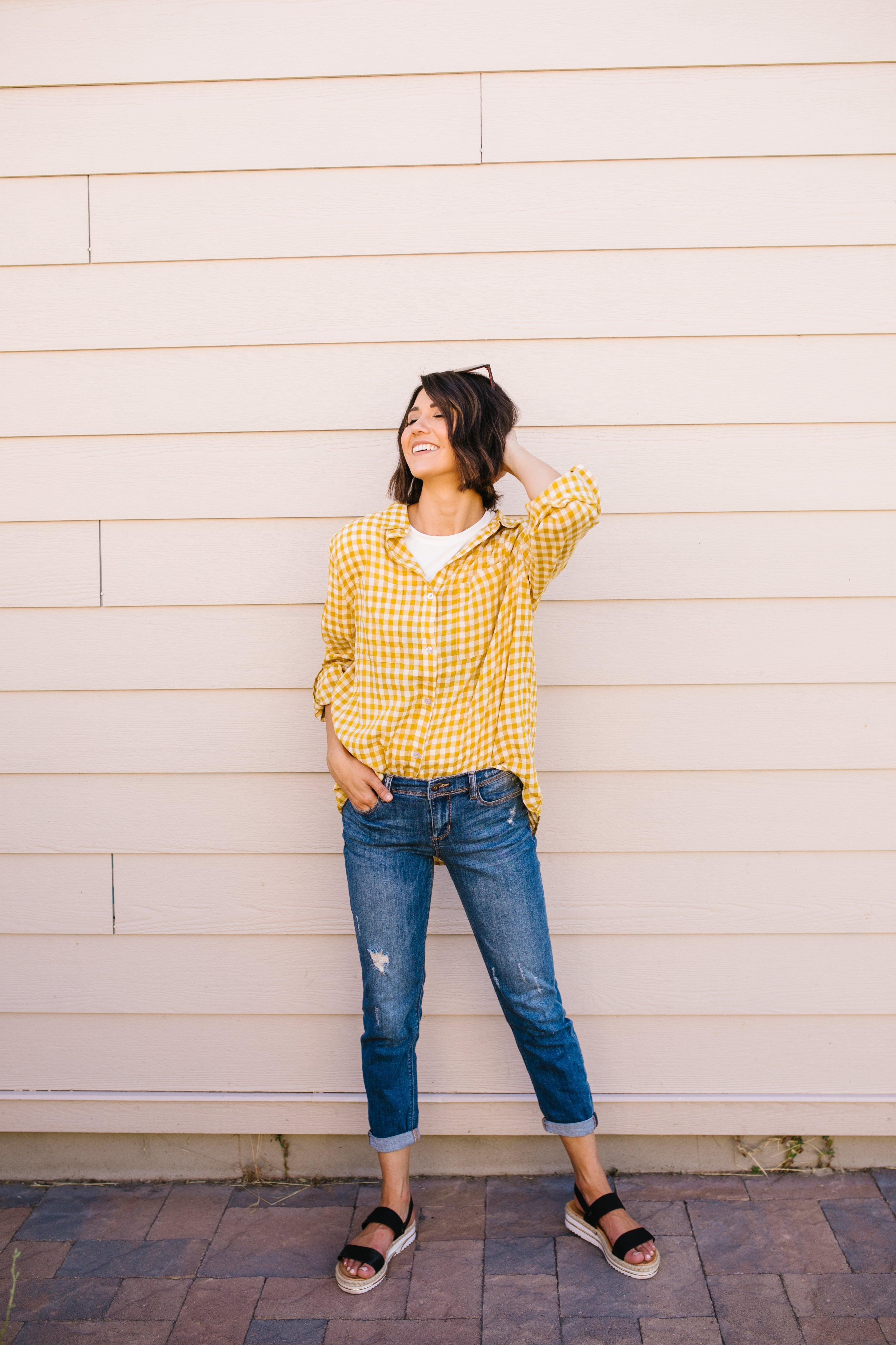 Harvest Gold Plaid Button-down