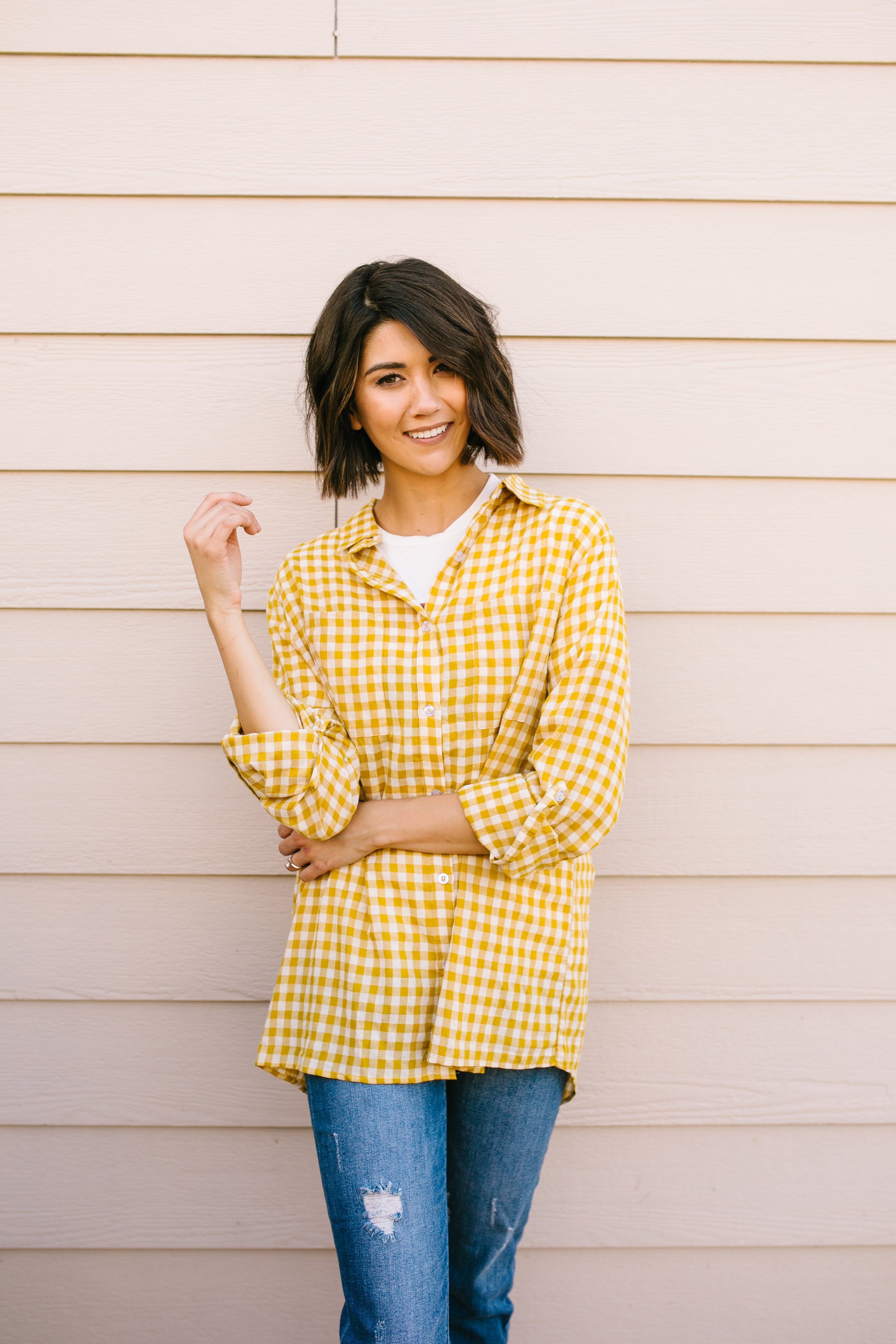 Harvest Gold Plaid Button-down