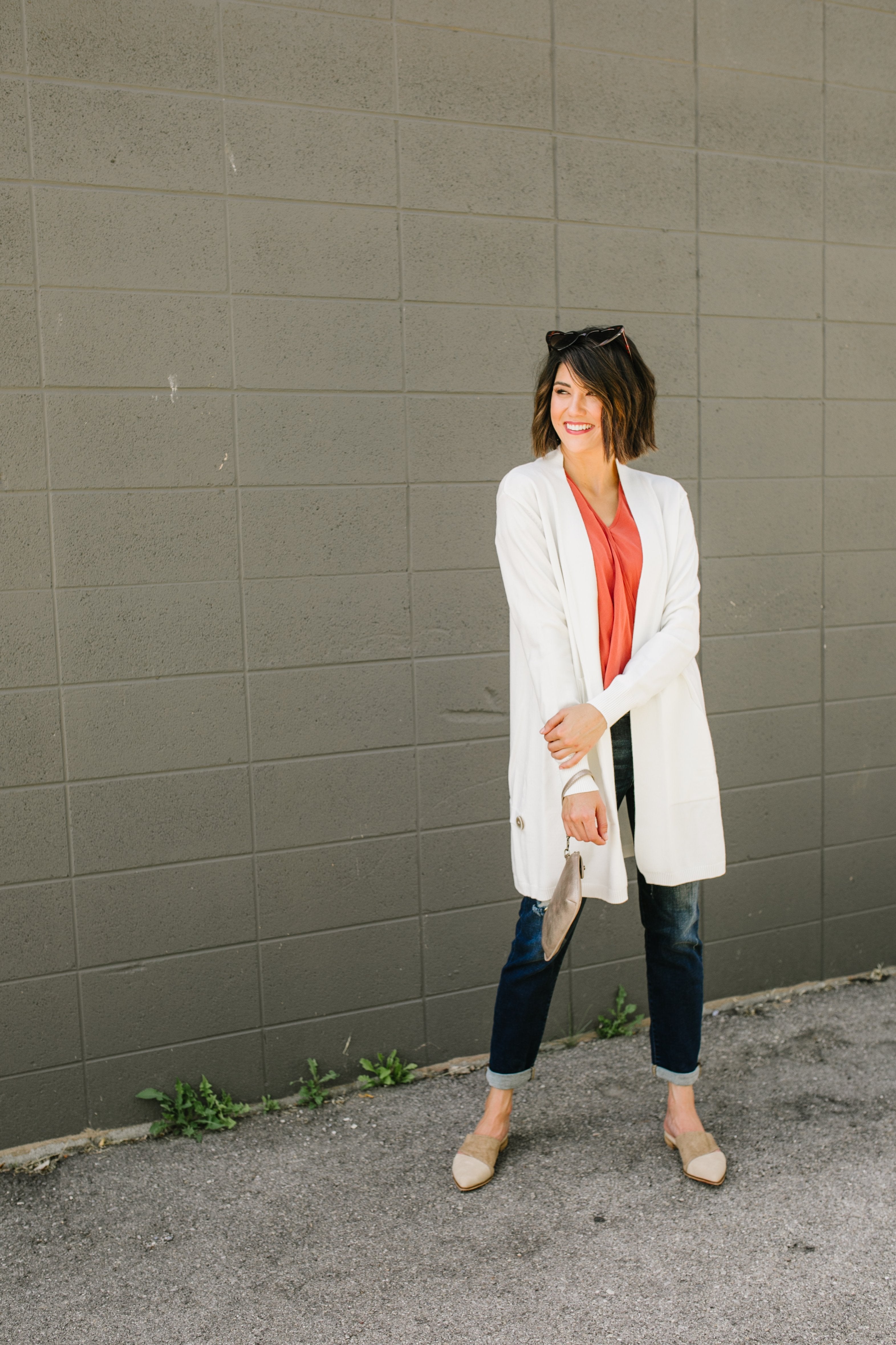 Hidden Button Ivory Cardigan