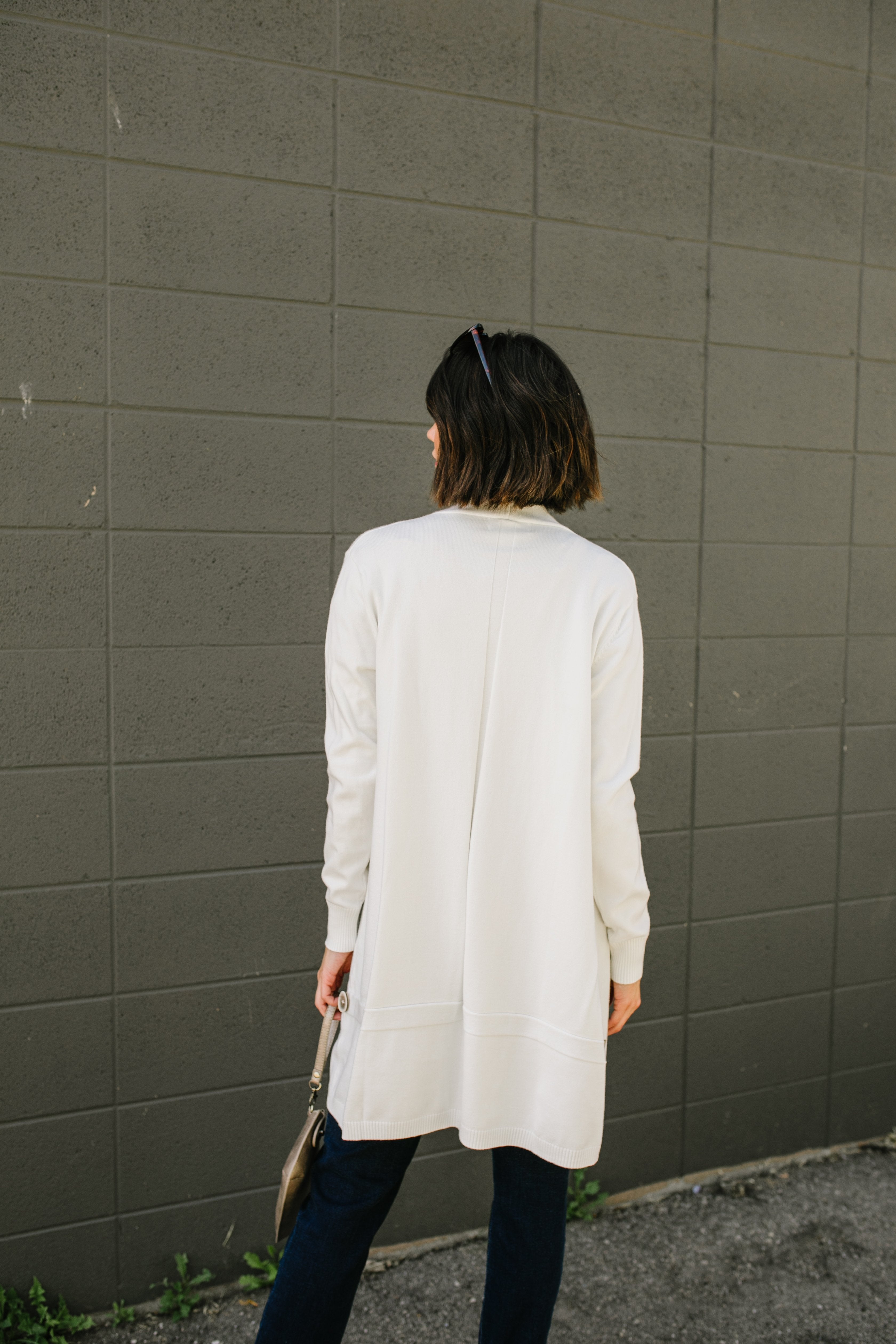 Hidden Button Ivory Cardigan