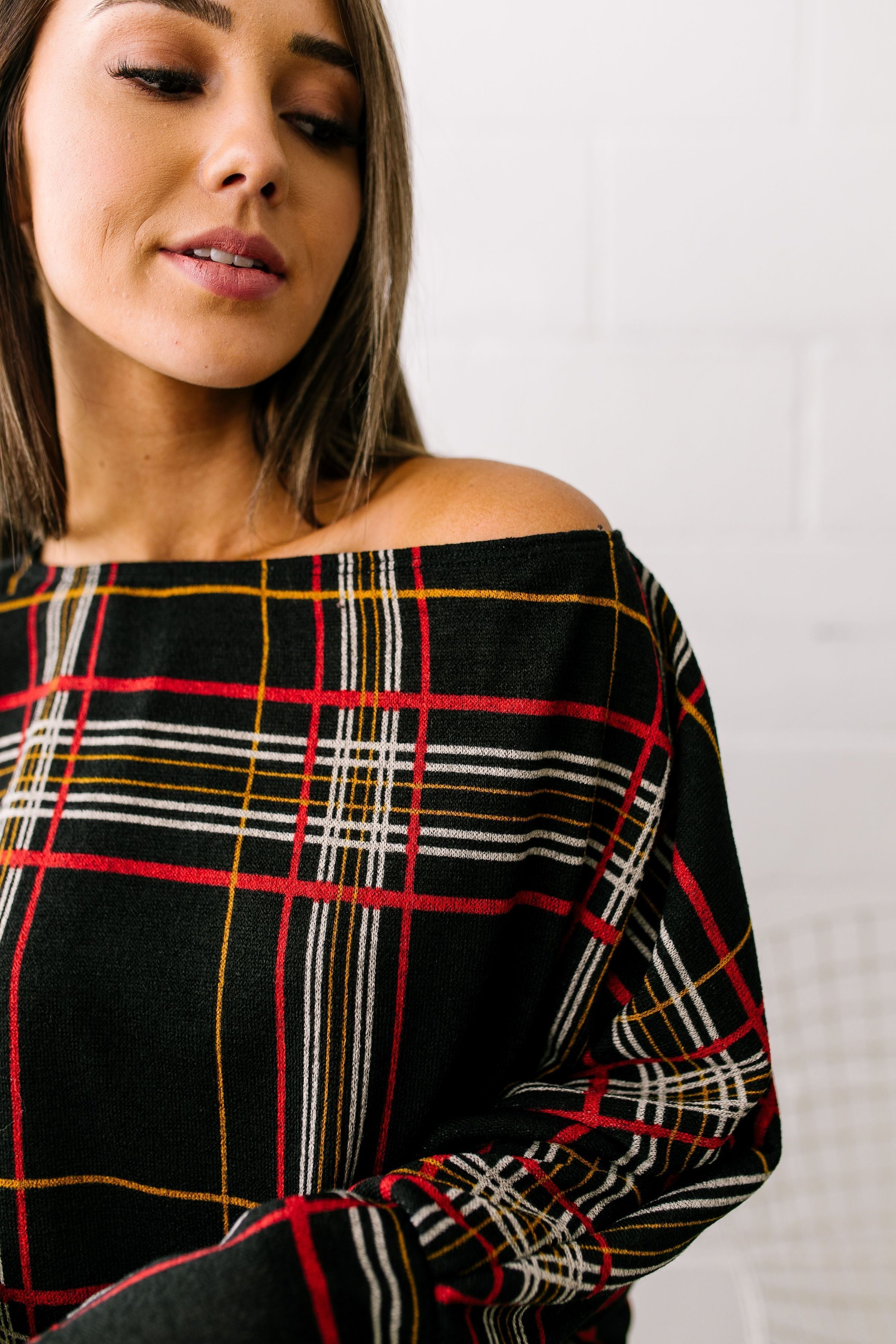 Highland Holiday Plaid Dolman Sleeve Sweater - ALL SALES FINAL