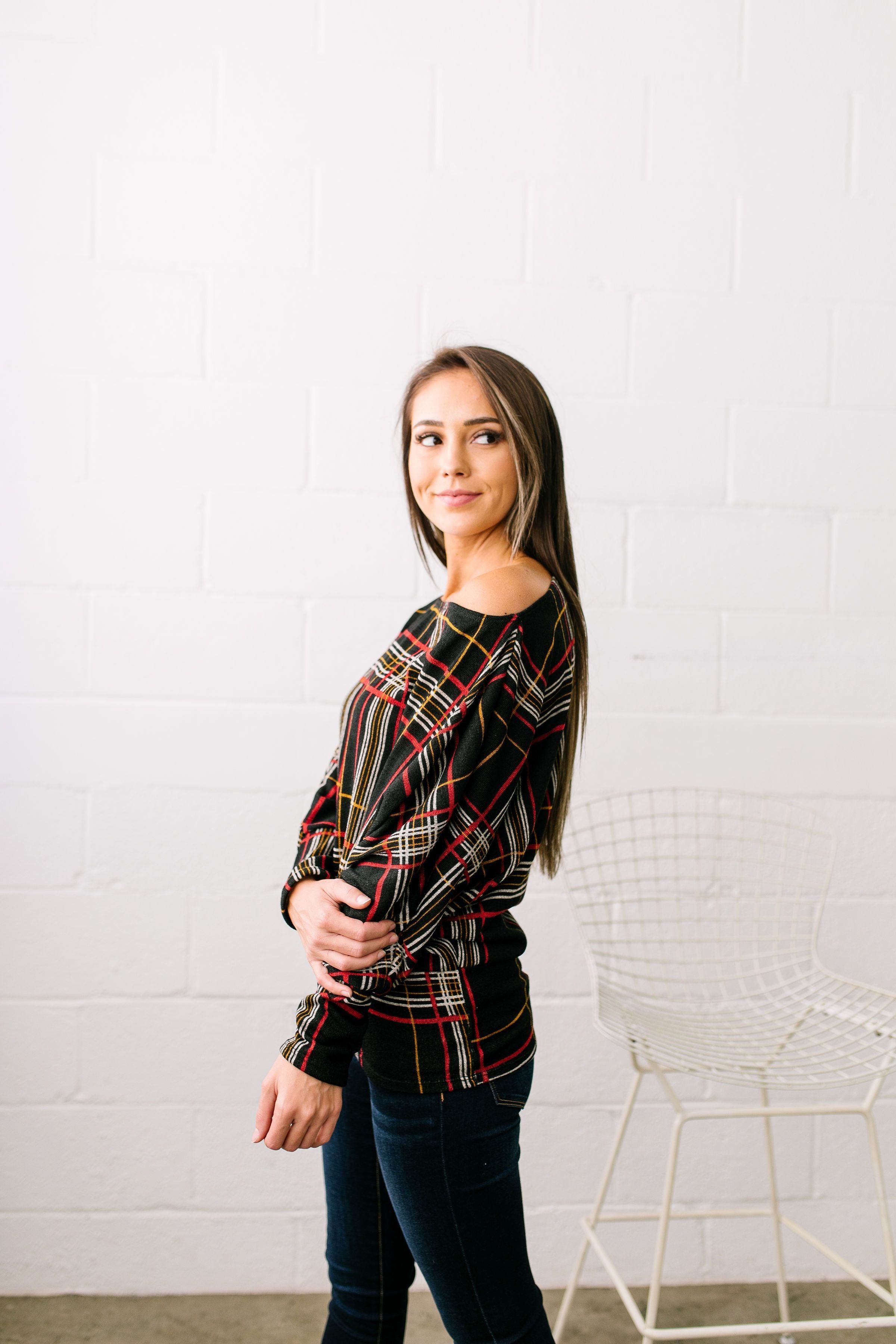 Highland Holiday Plaid Dolman Sleeve Sweater - ALL SALES FINAL