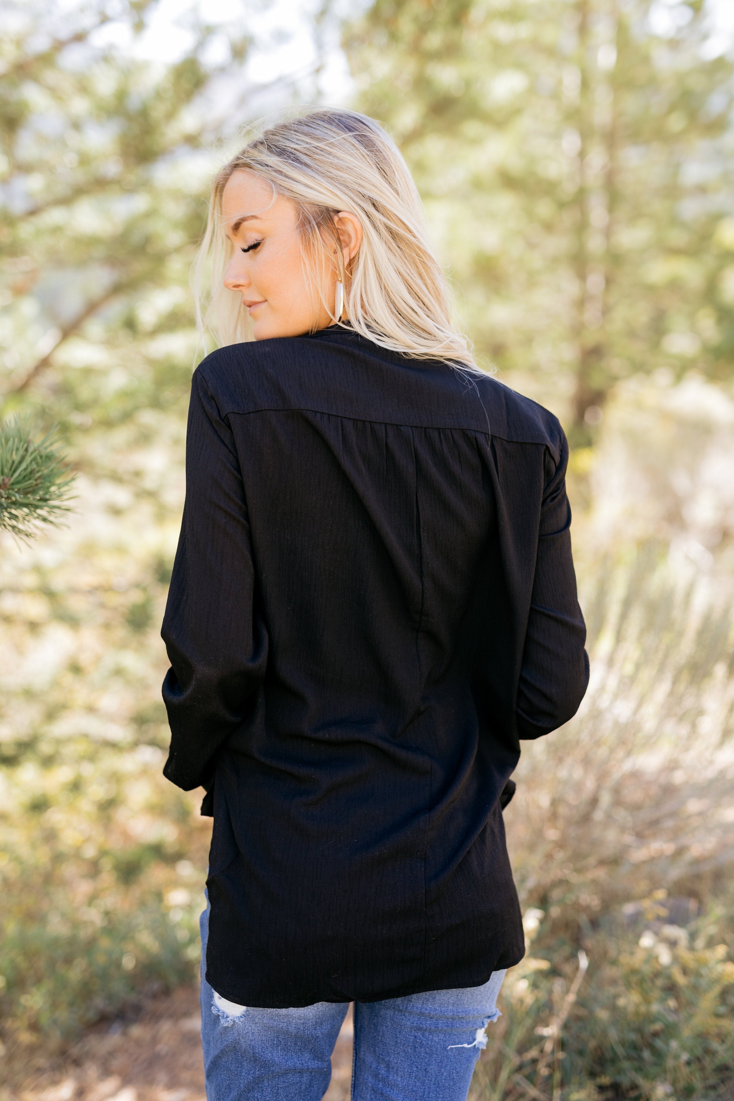 Hillary High Low Wrap Top In Black - ALL SALES FINAL