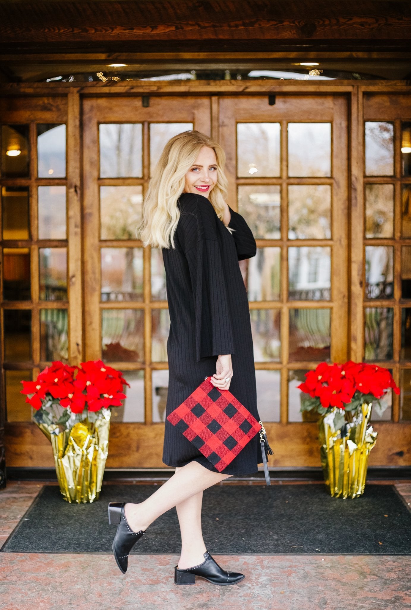 Holiday Check Crossbody Clutch