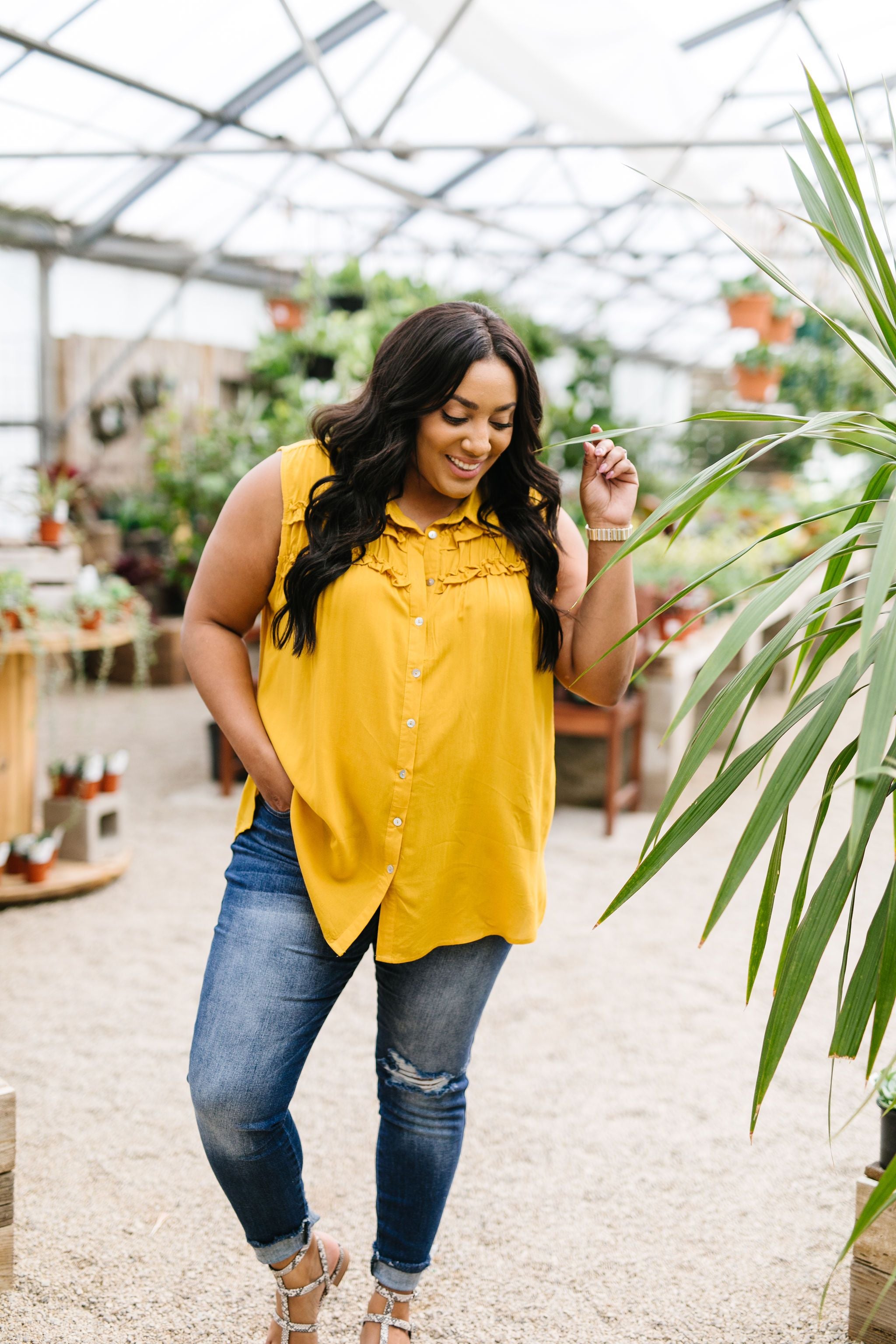Honey Double Ruffle Sleeveless Top