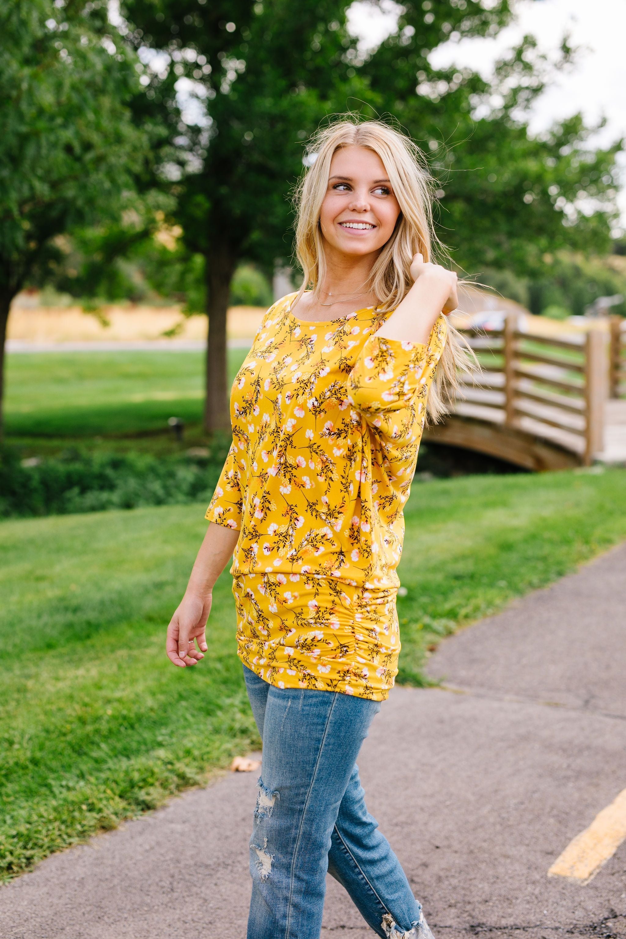 Honeysuckle Shirred Tunic