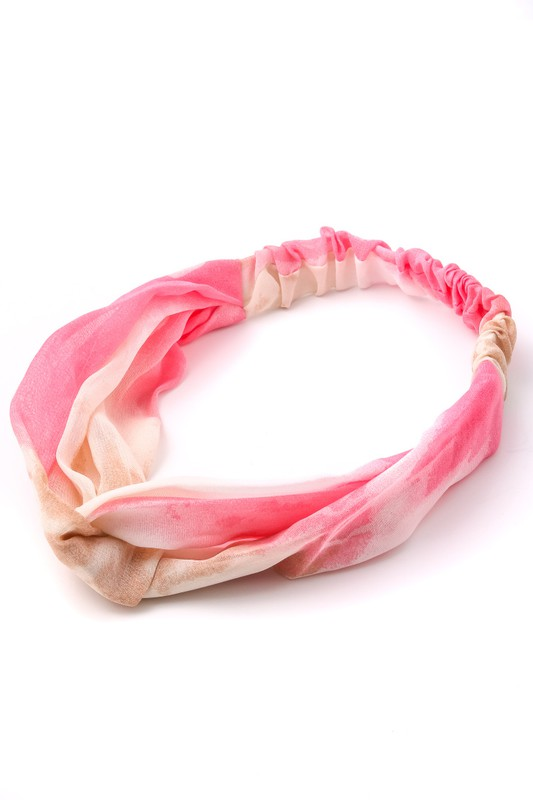 Tie Dye Headband In Pink & Taupe