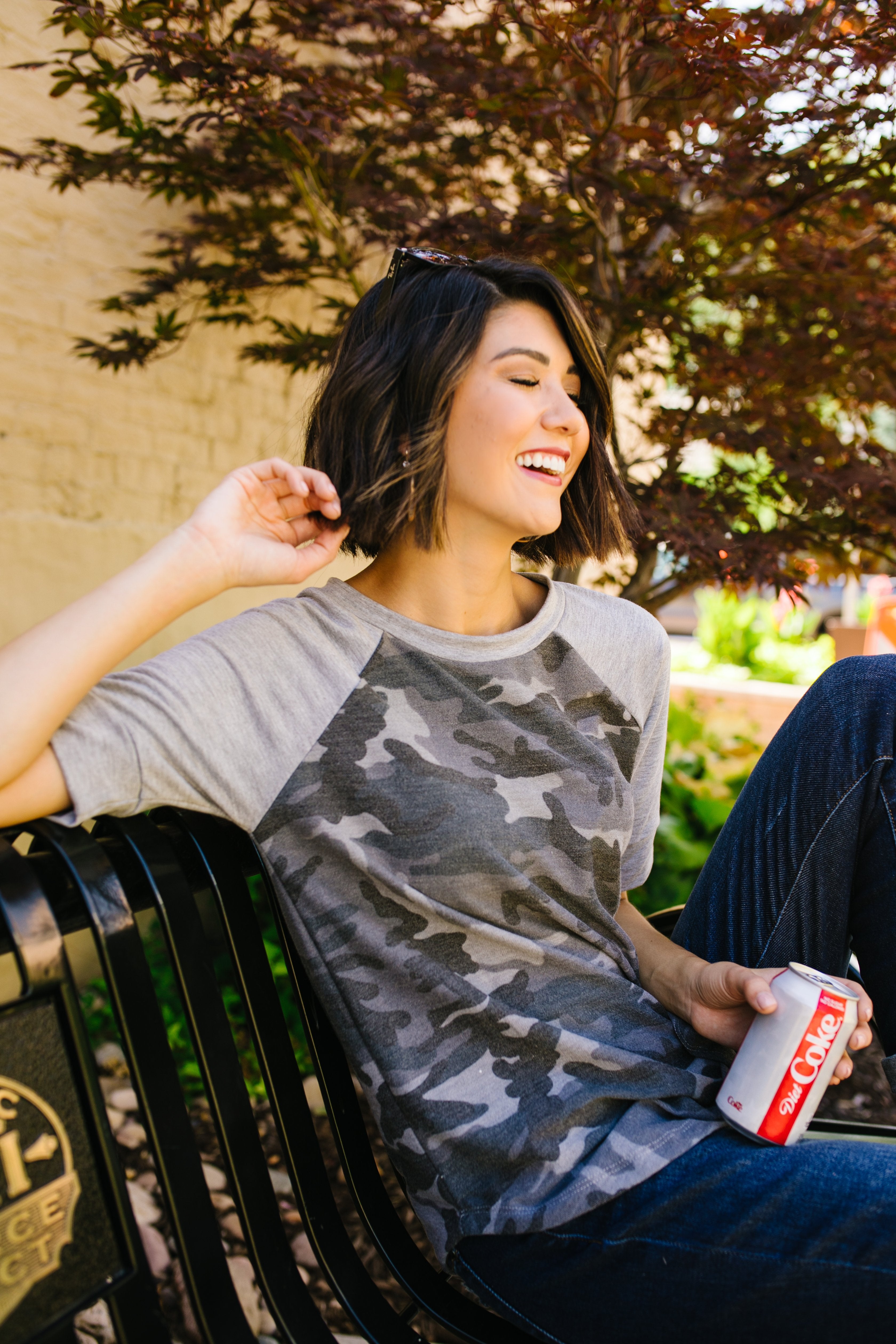 In The Trenches Camouflage Raglan Top