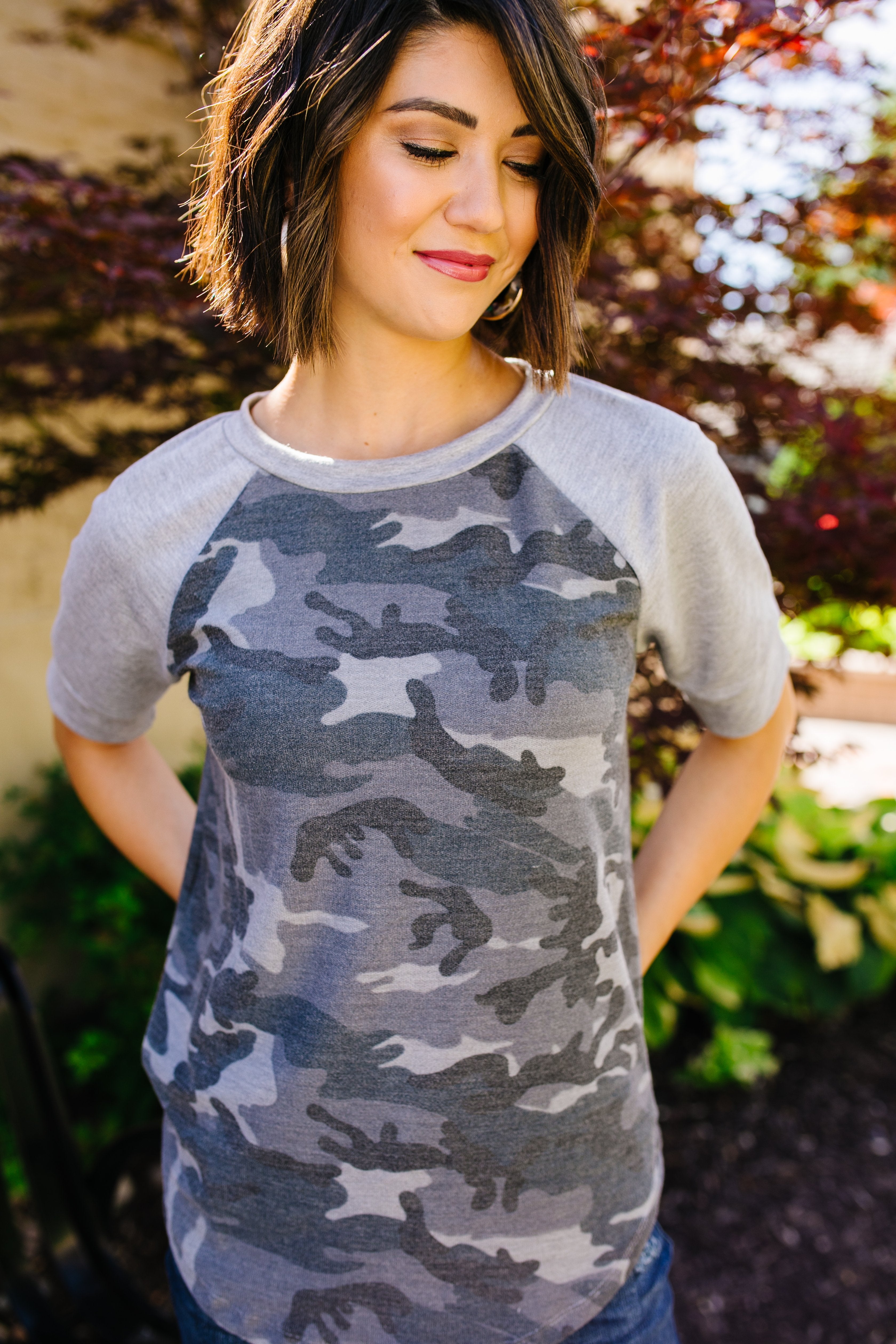 In The Trenches Camouflage Raglan Top