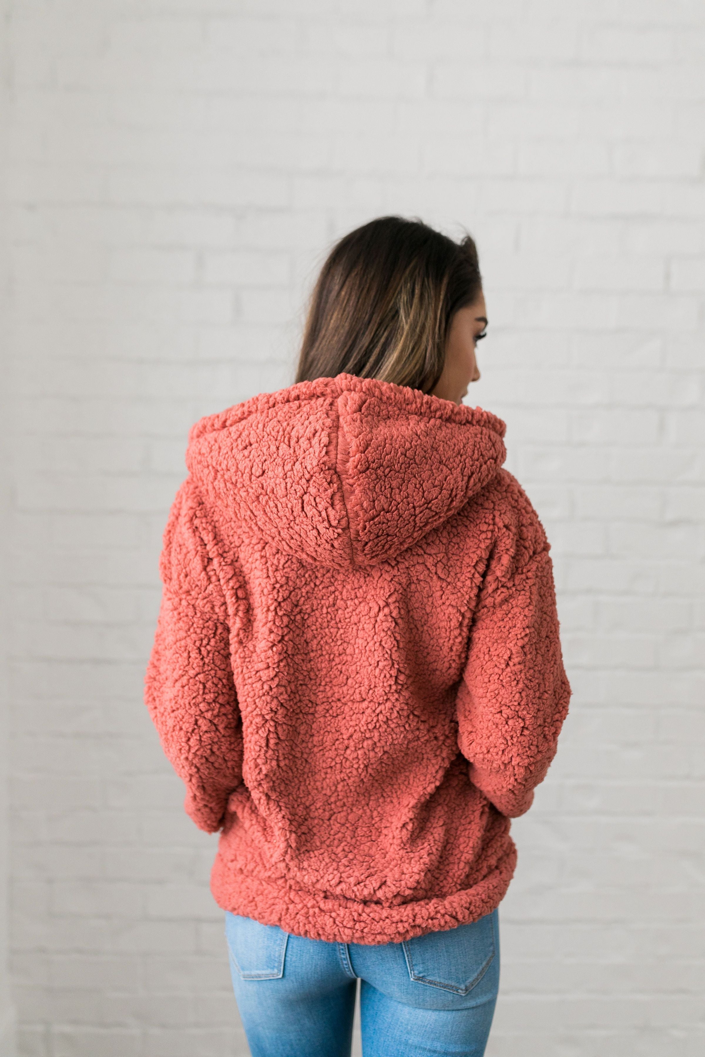 It's So Fluffy Sherpa Hoodie In Auburn