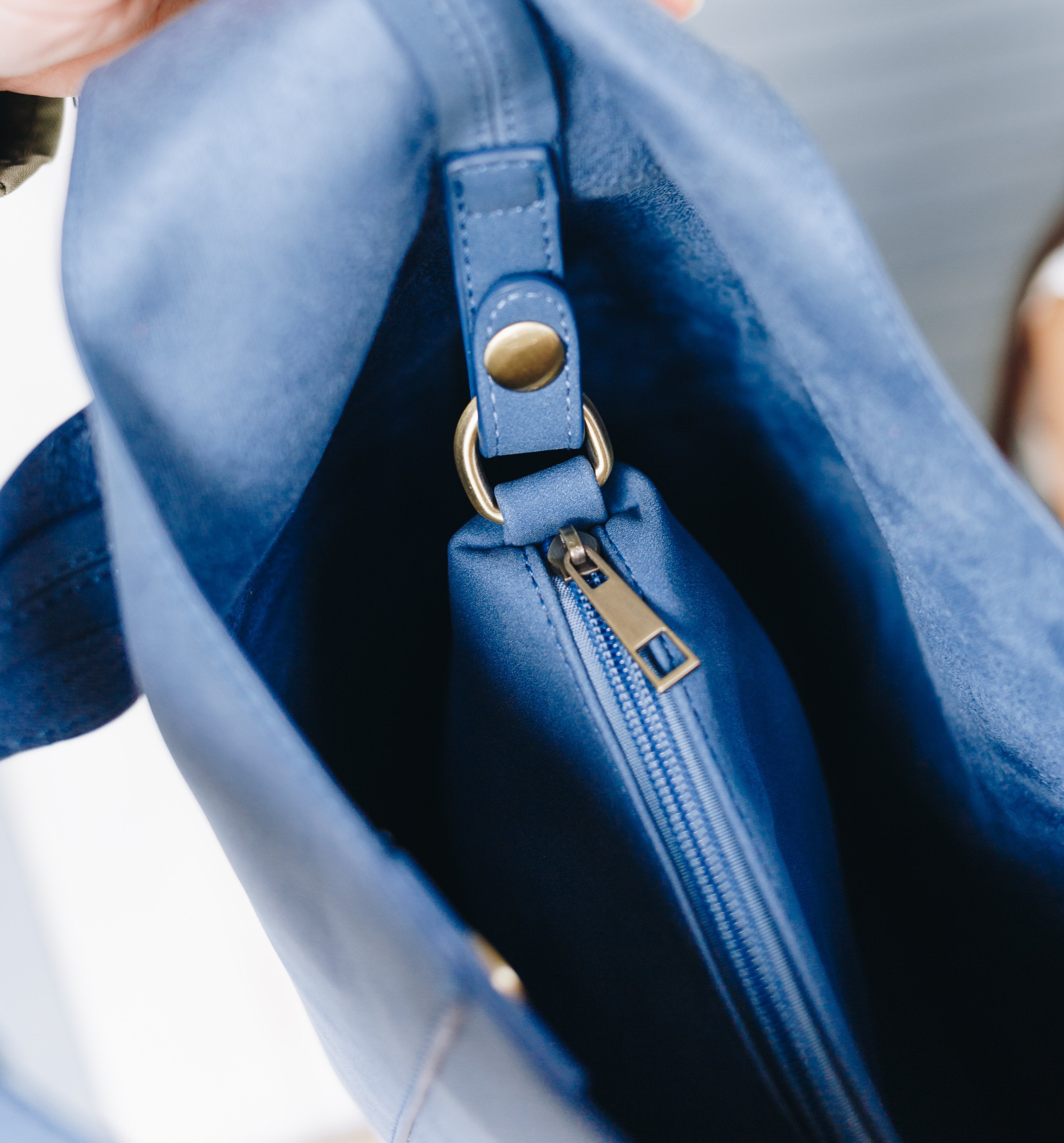 Jenny Sueded Hobo Bag in Marine Blue