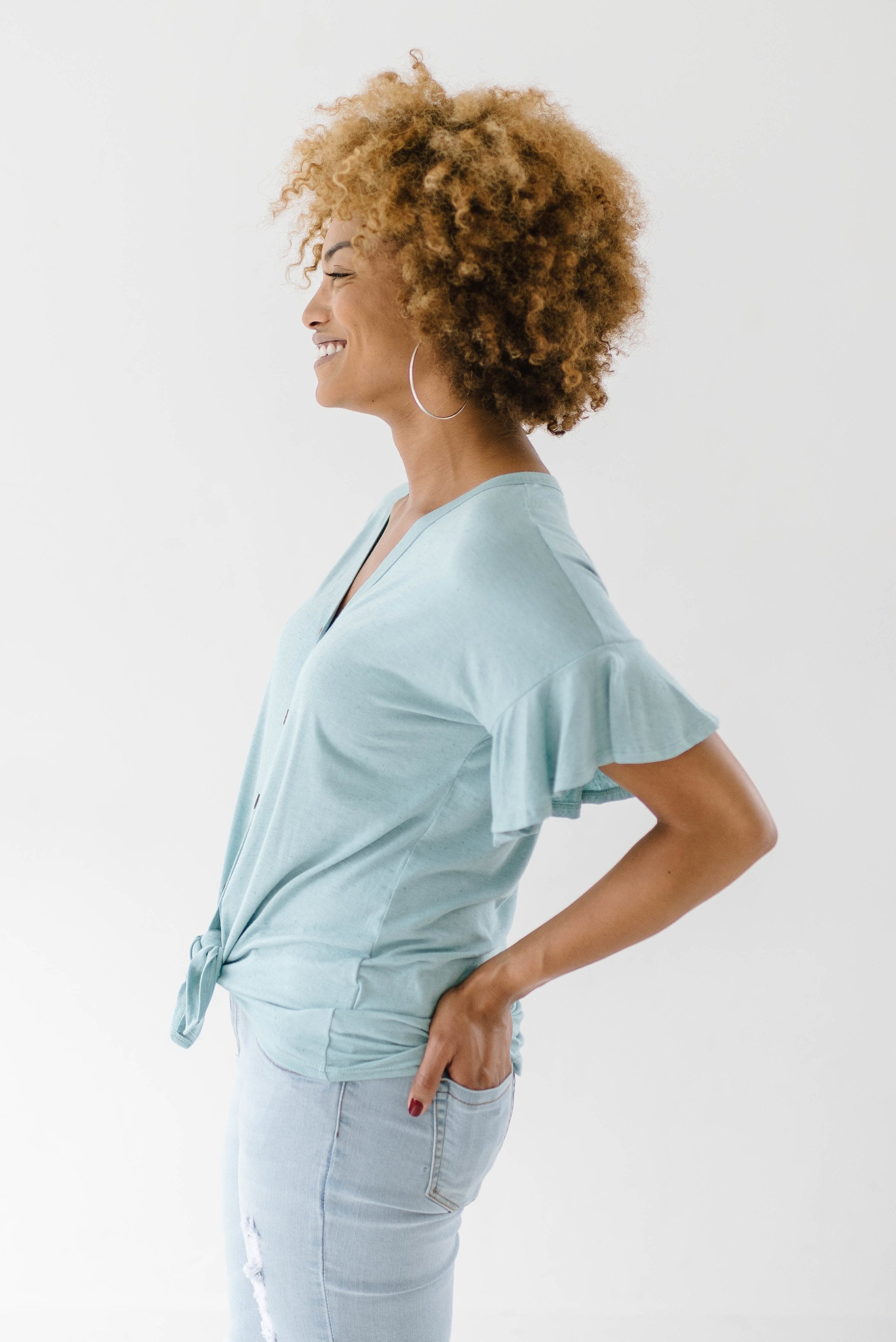 Jessica Ties Top In Seafoam