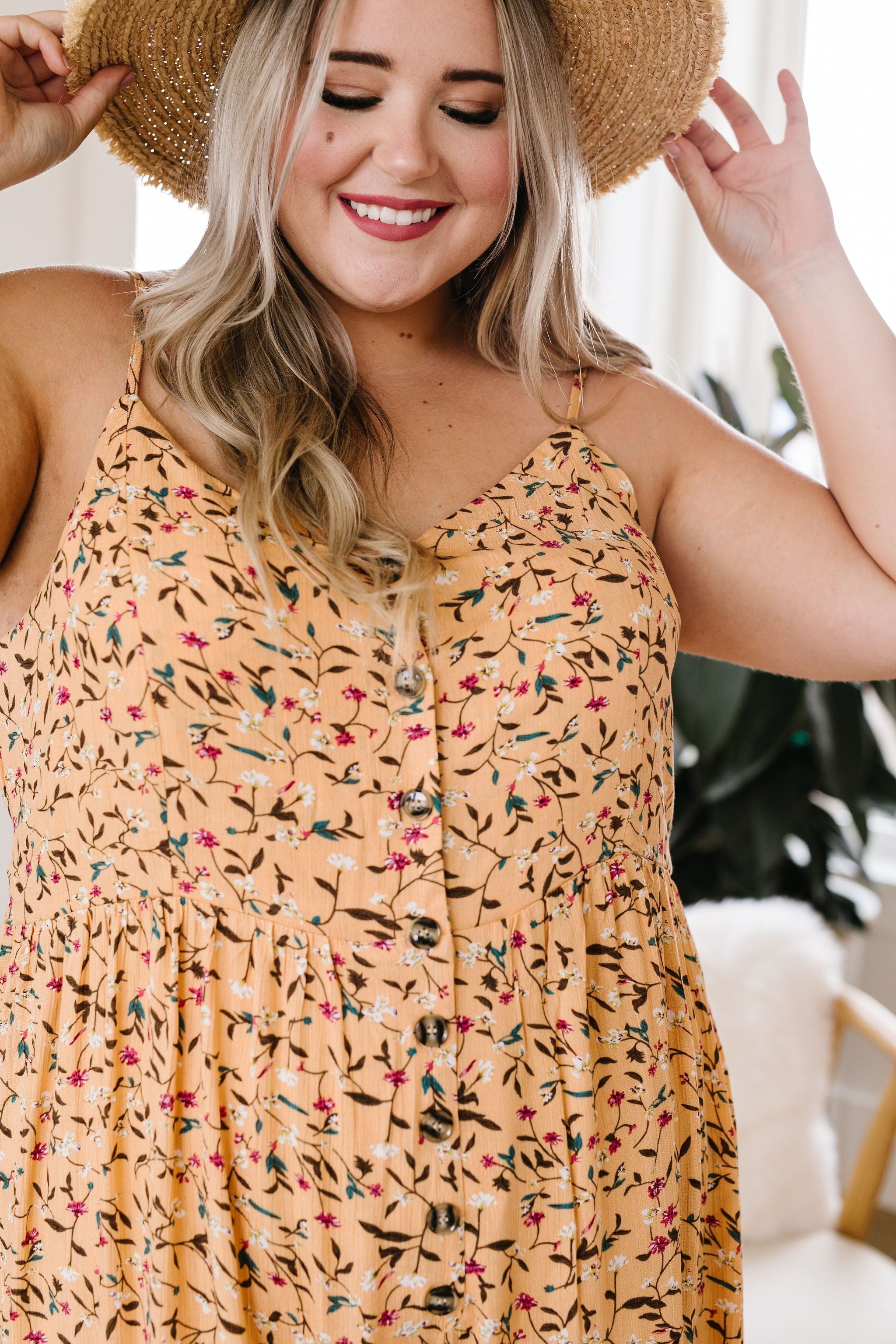 Julia Floral Jumpsuit In Apricot