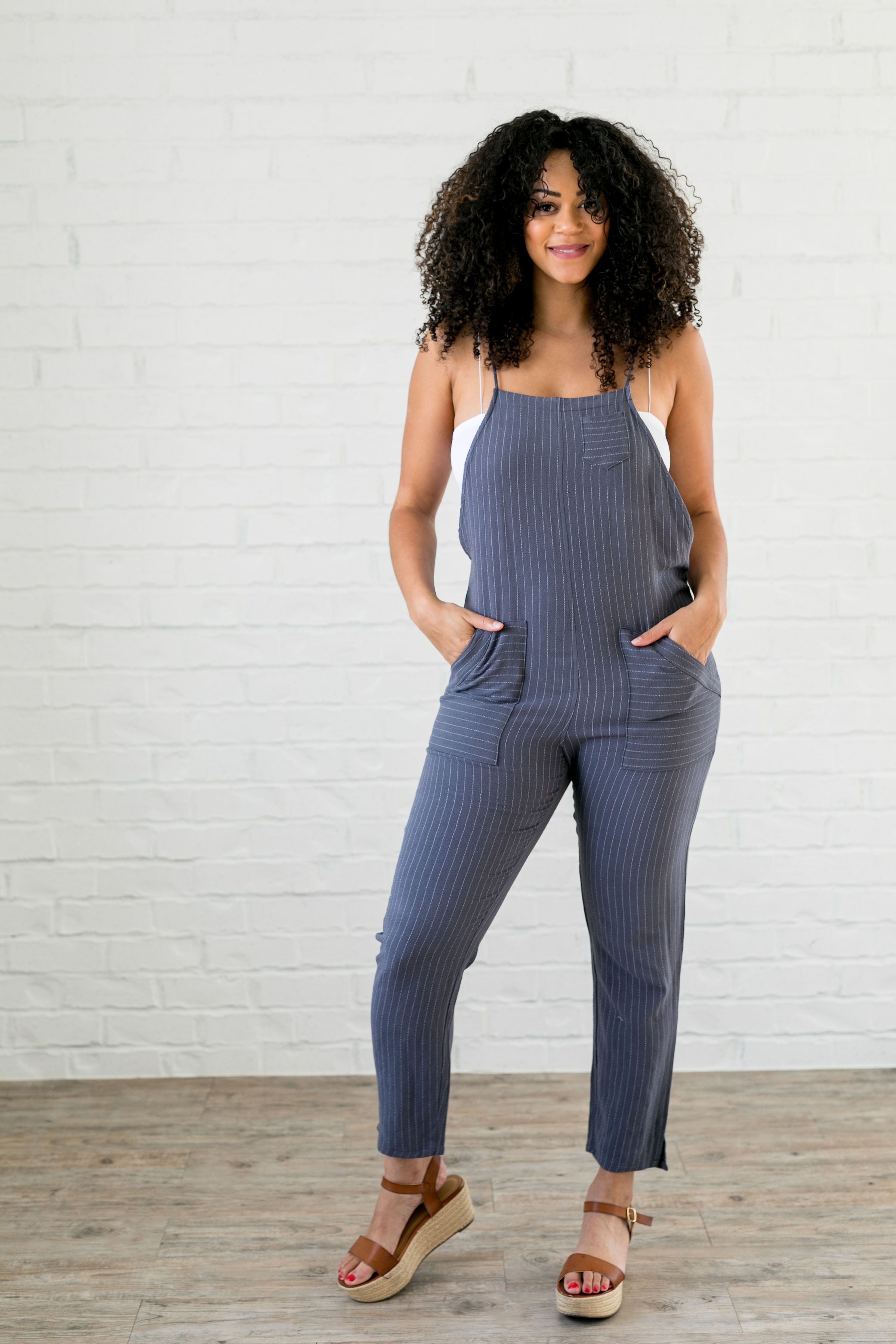 Laidback Linen Striped Overalls