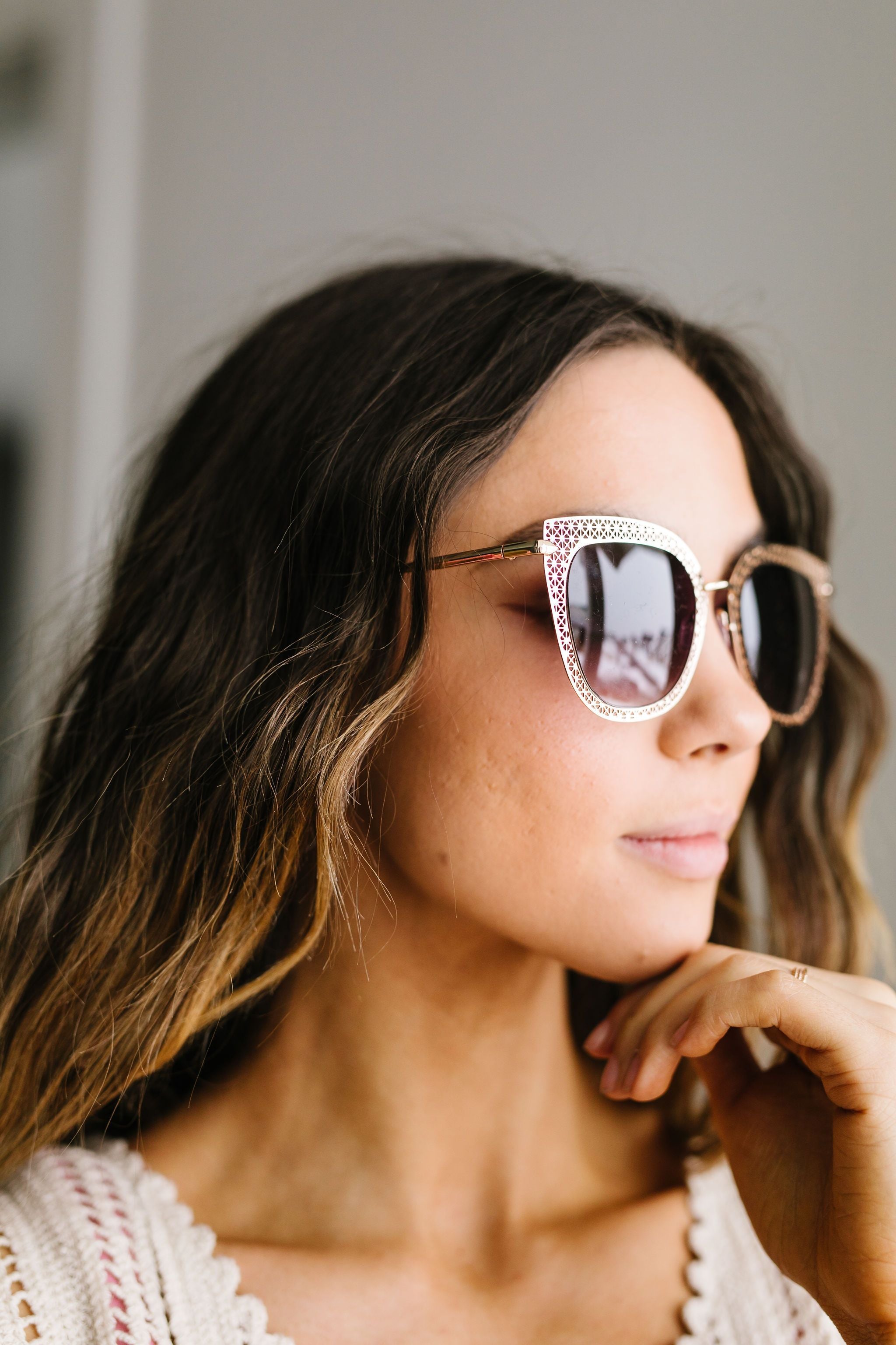 Latticework Cat Eye Sunglasses